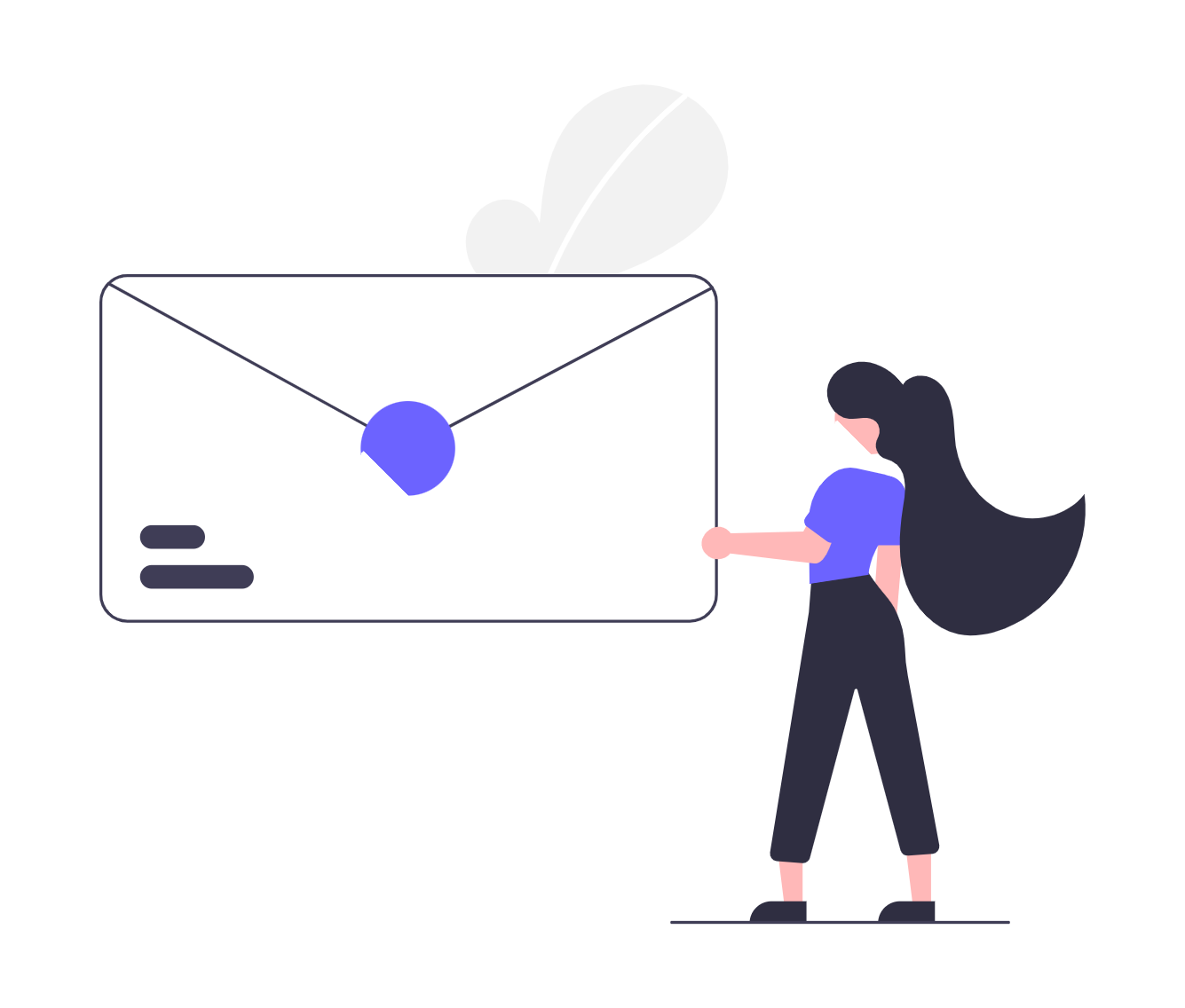 Flat Minimalist Illustration Of A Woman Holding An Email Envelope