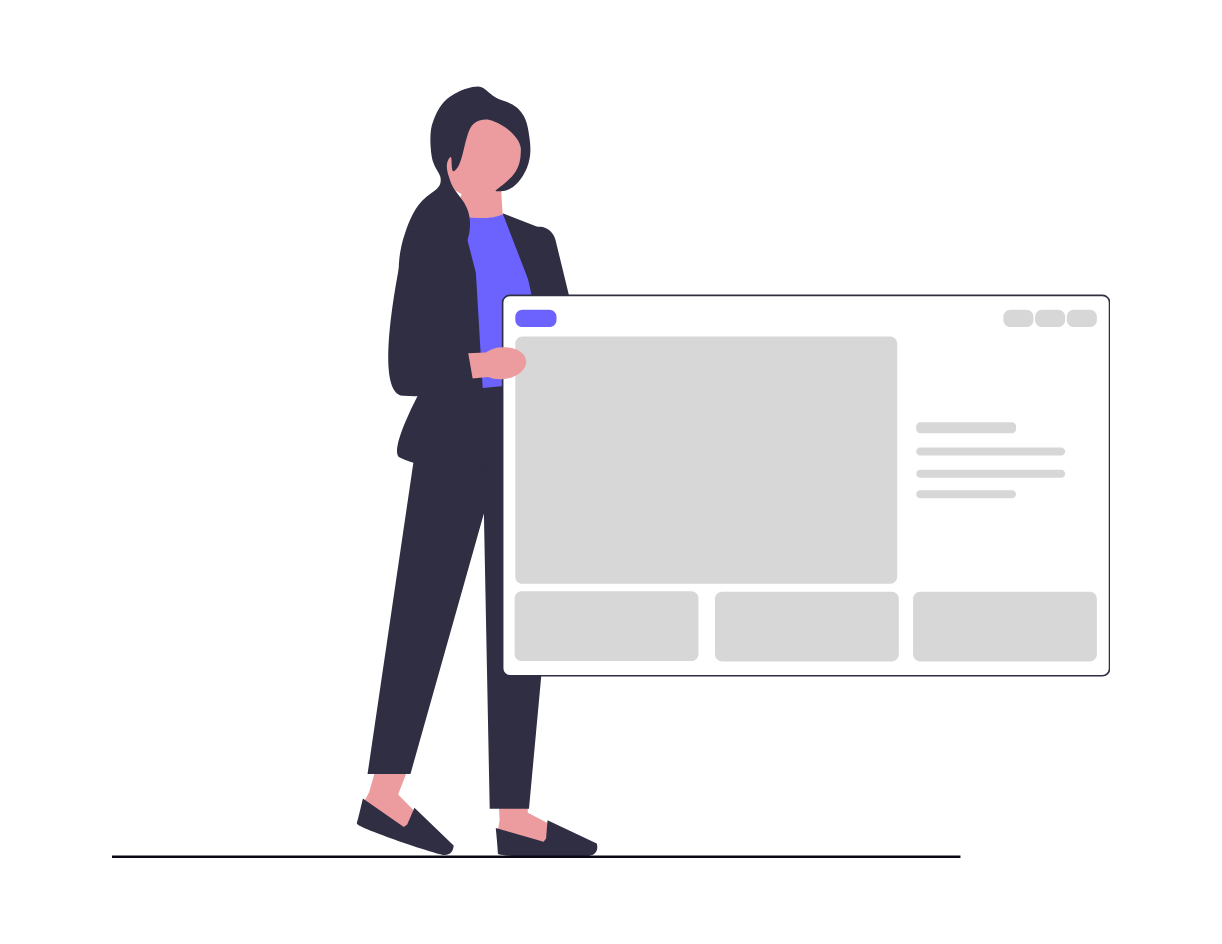 Flat Minimalist Illustration Of A Woman Presenting A Web Interface