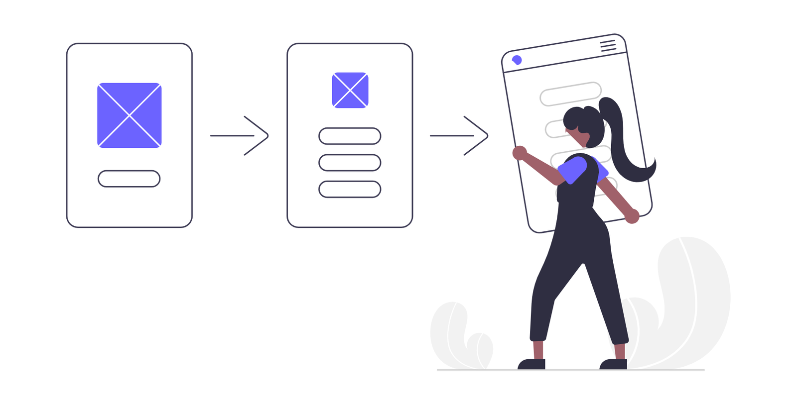 Flat Minimalist UI UX Design Process With Female Developer