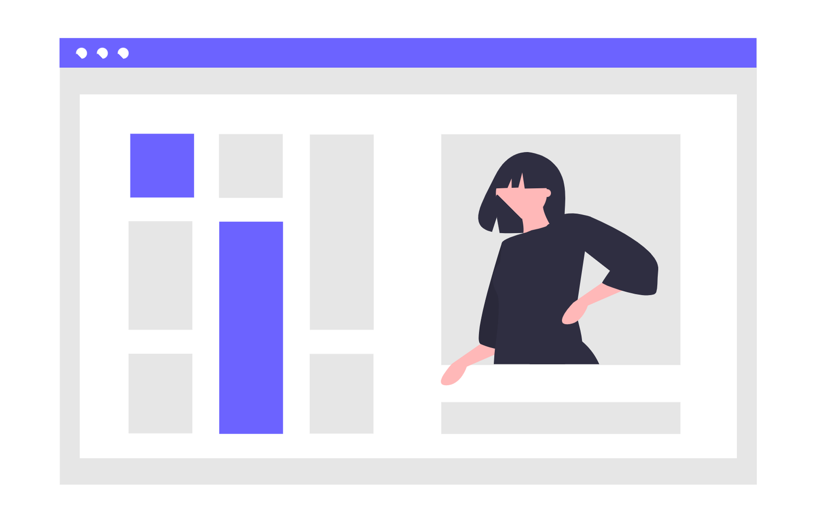 Flat Minimalist Web Browser Interface With Stylized Woman
