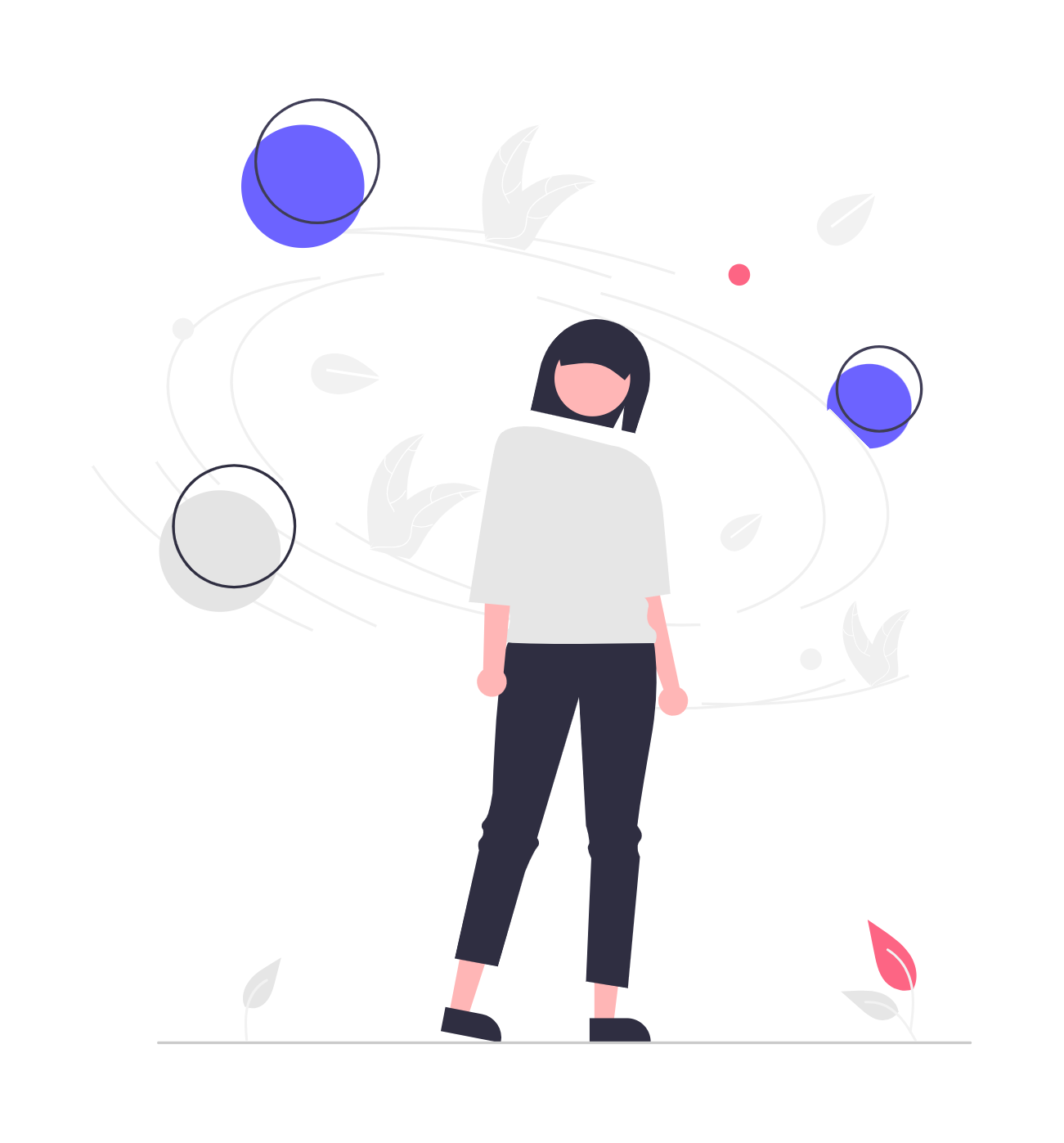 Flat Minimalist Woman Illustration With Abstract Geometric And Organic Elements