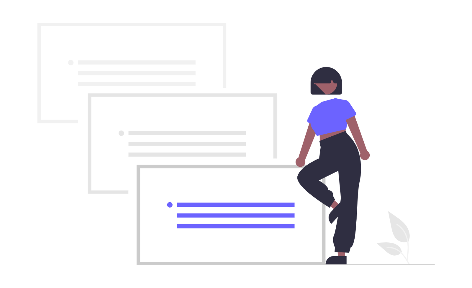 Flat Minimalist Woman Working With Presentation Data Slides Illustration