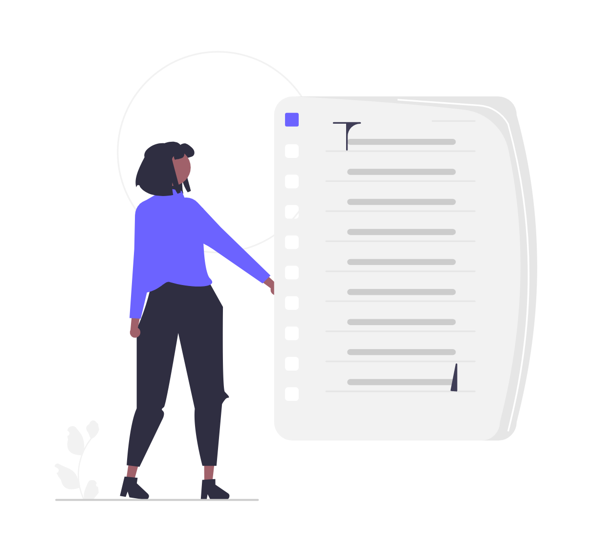 Flat Minimalist Woman With Large Checklist Illustration