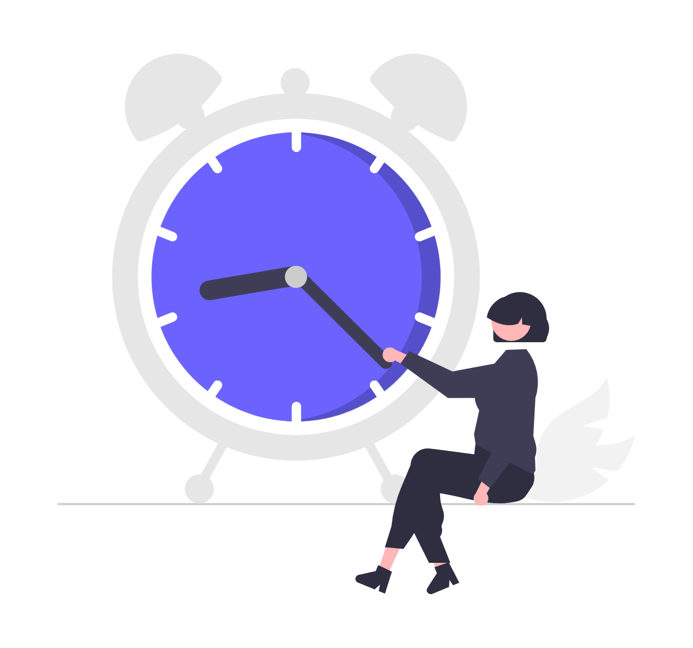 Flat Style Illustration Of A Person Managing Time With An Alarm Clock