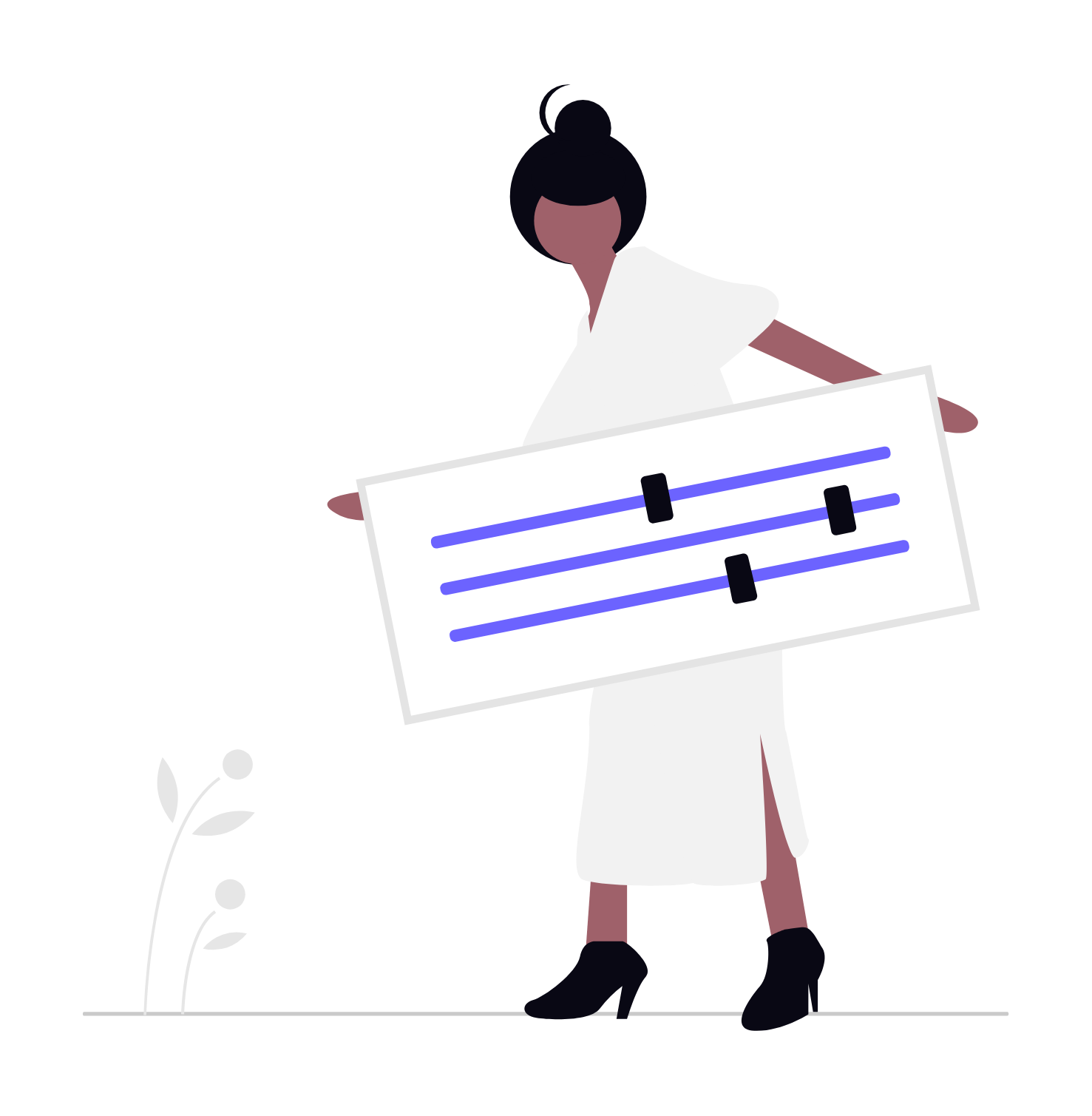 Flat Vector Illustration Of Woman Adjusting Configuration Settings