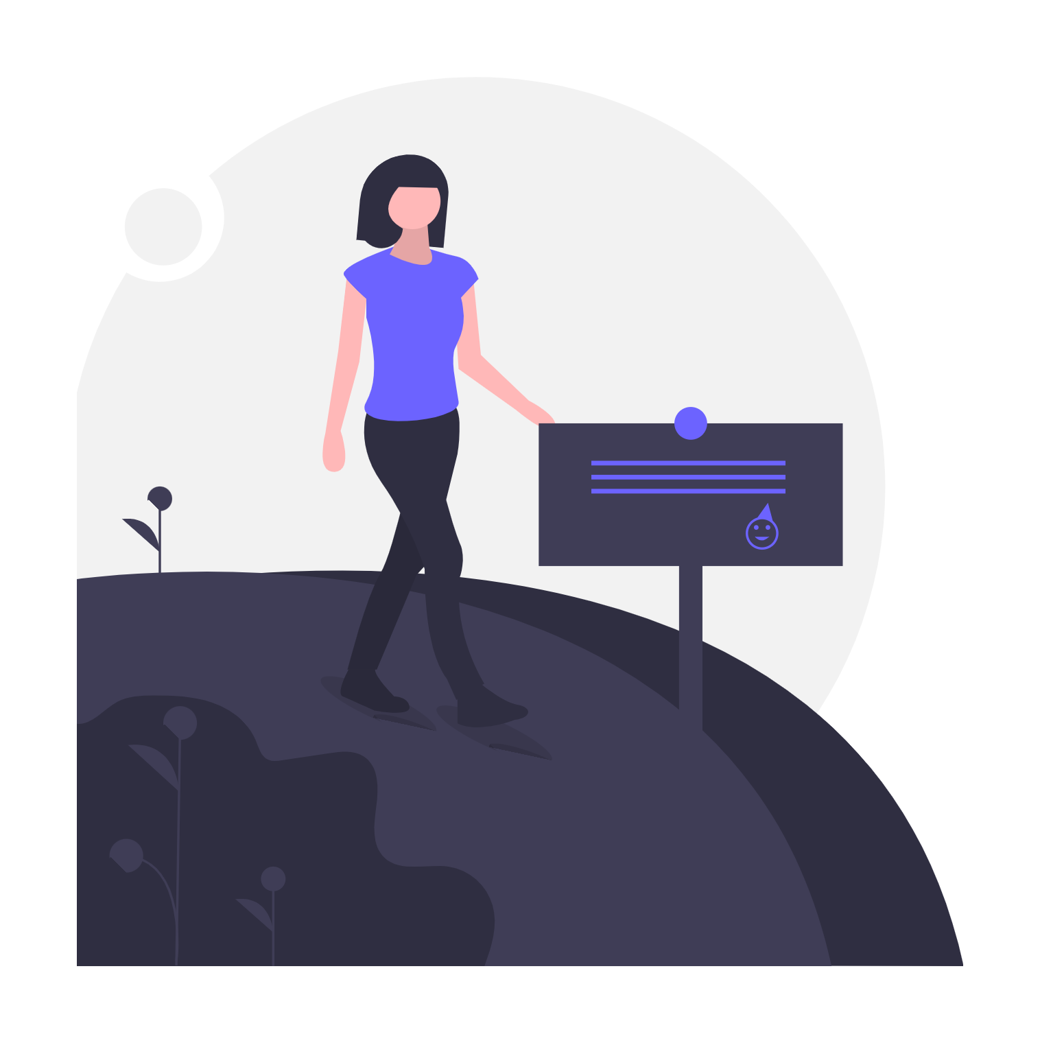 Flat Design Illustration Of A Woman With A Modern Information Board