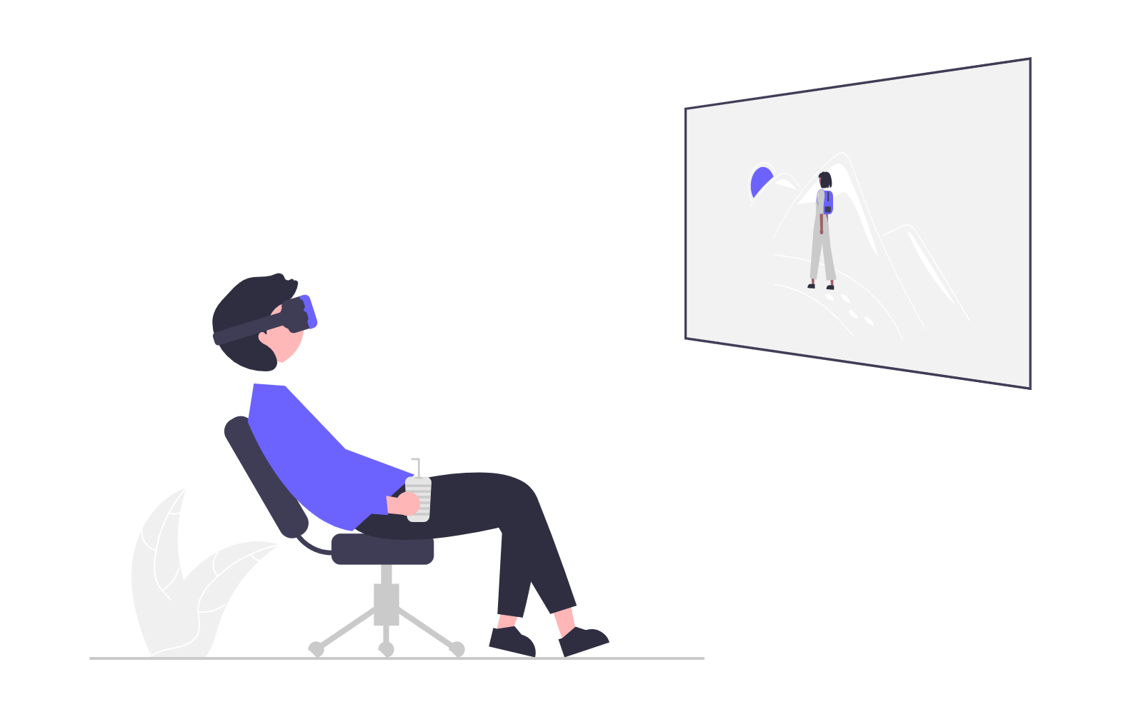 Flat Illustration Of A Person Experiencing Virtual Reality Adventure