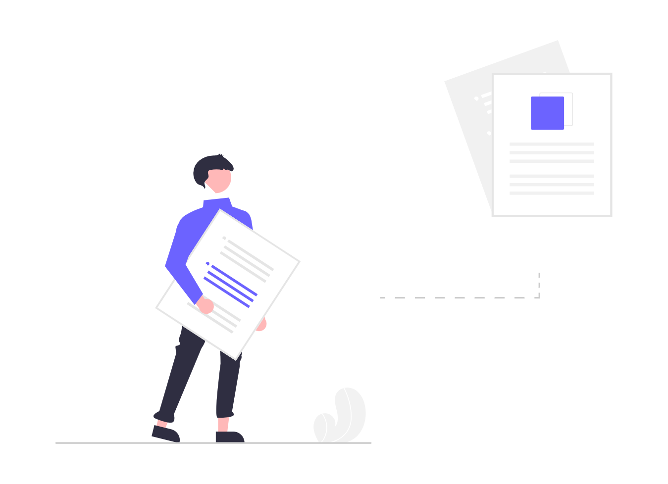 Flat Illustration Of A Person Managing Documents And Digital Data Transfer