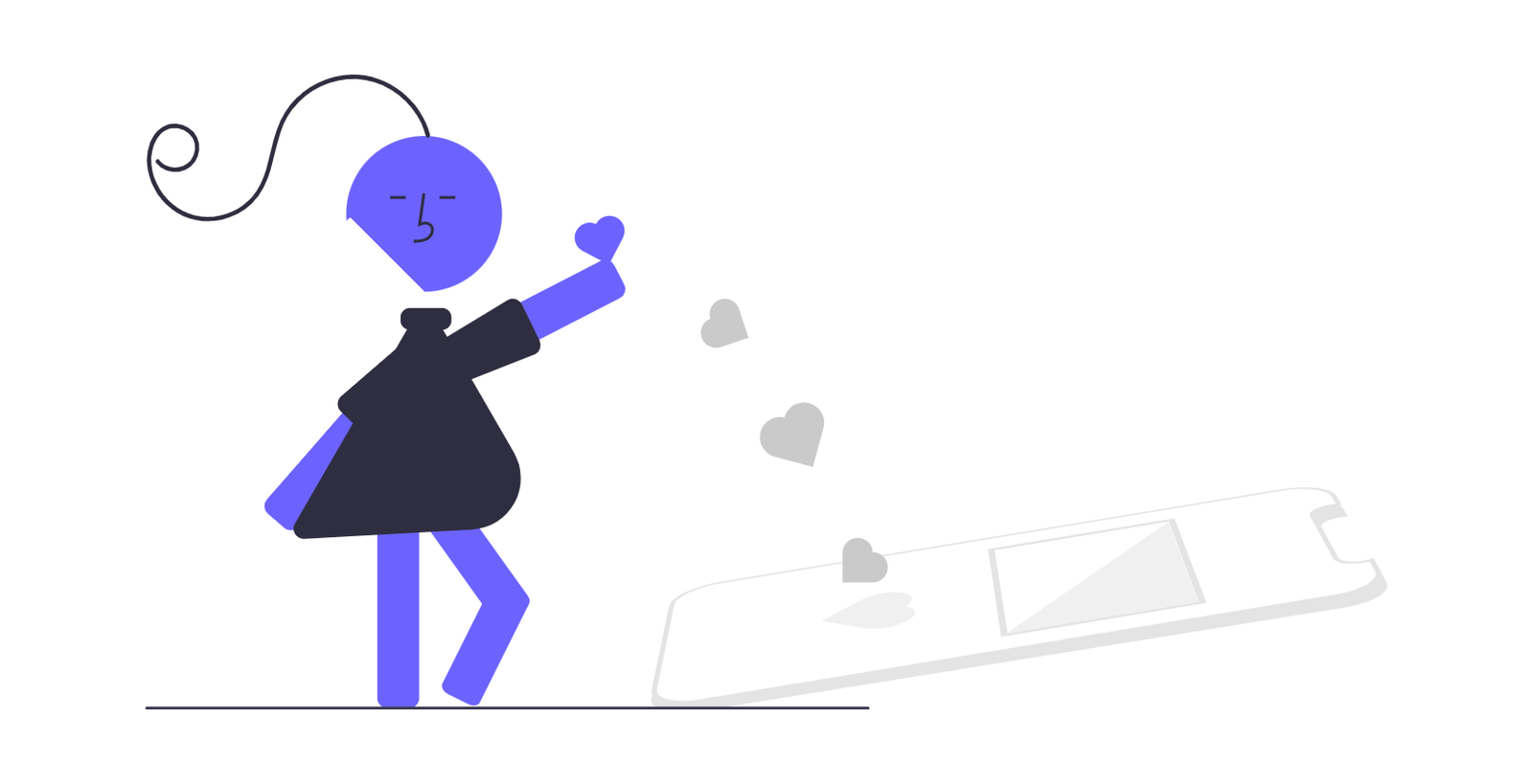 Flat Illustration Of Character Sending Love And Likes On Social Media