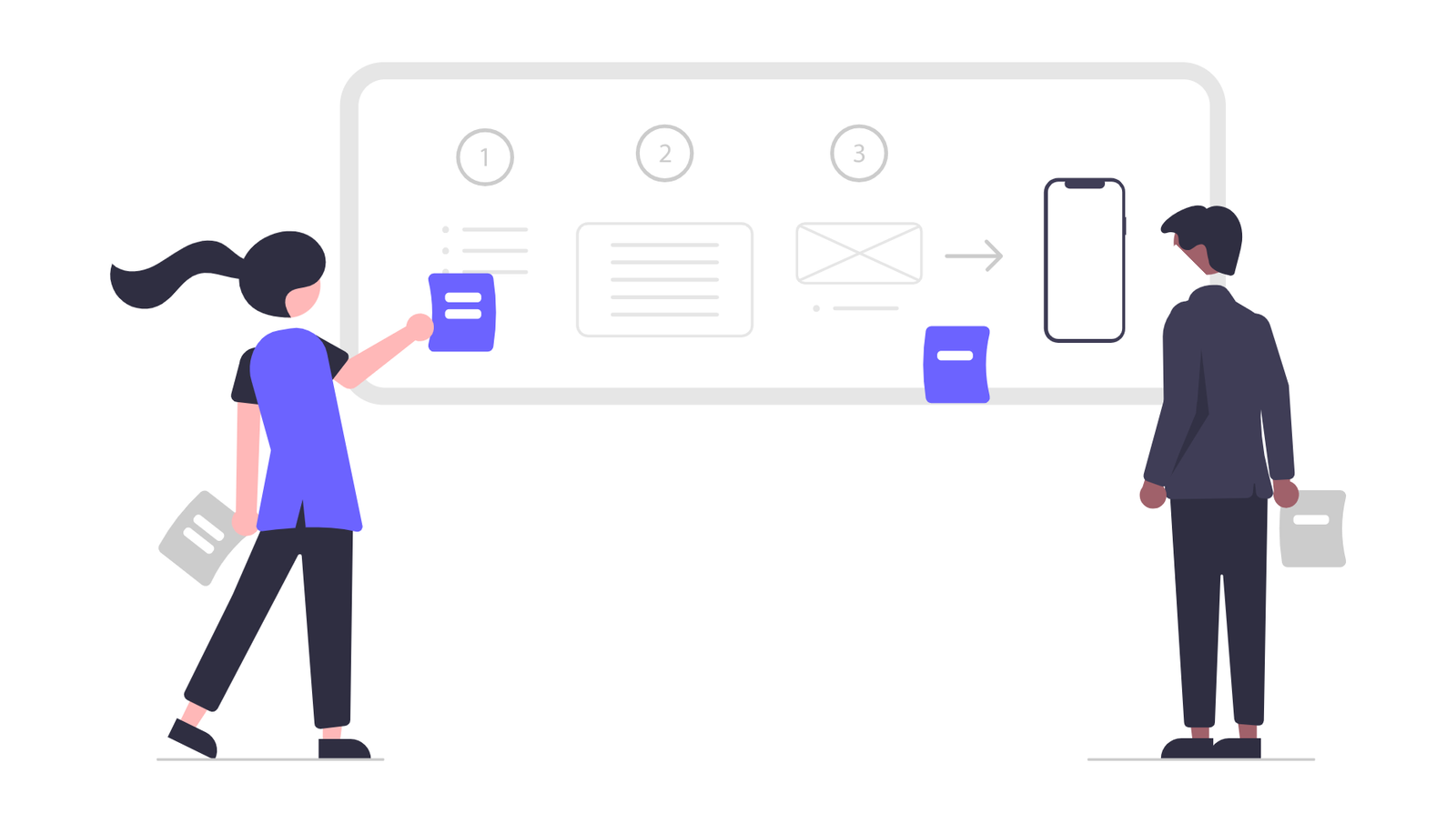 Flat Illustration Of Team Collaborating On App Development Workflow