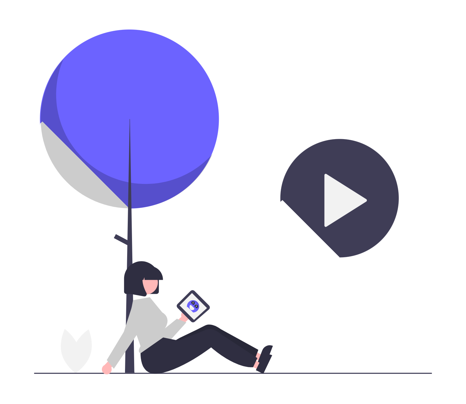 Flat Illustration Of Woman Relaxing With Tablet And Watching Video Content