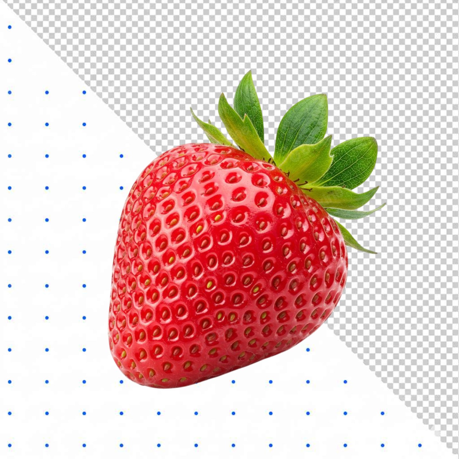 Fresh Ripe Strawberry With Green Leaves Isolated Transparent PNG