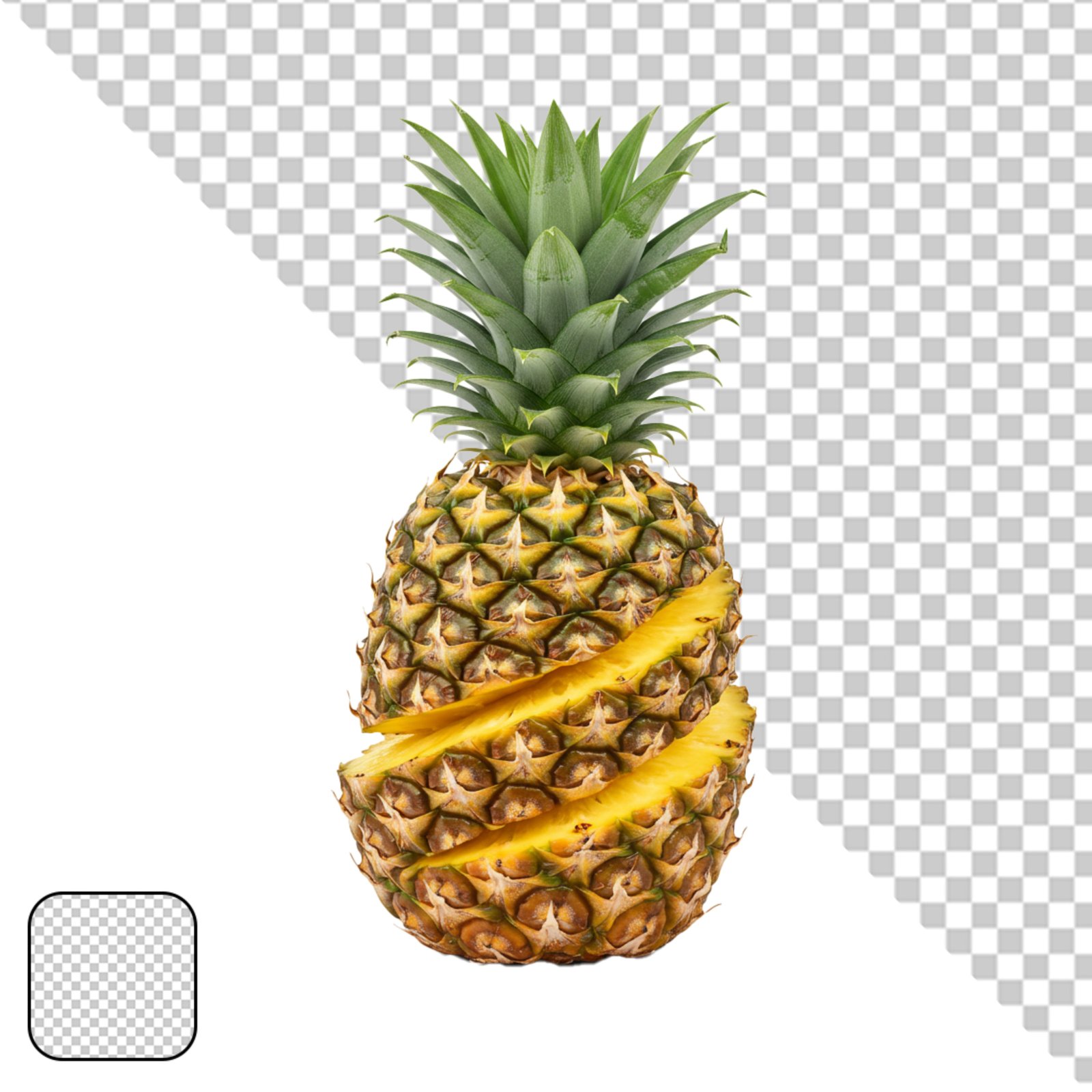 Fresh Sliced Pineapple Fruit Isolated On Transparent Background