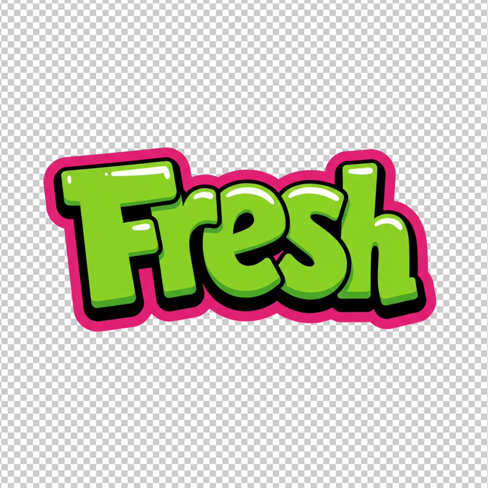 Fresh Word Typography Bubbly Cartoon Style Transparent PNG Design Element