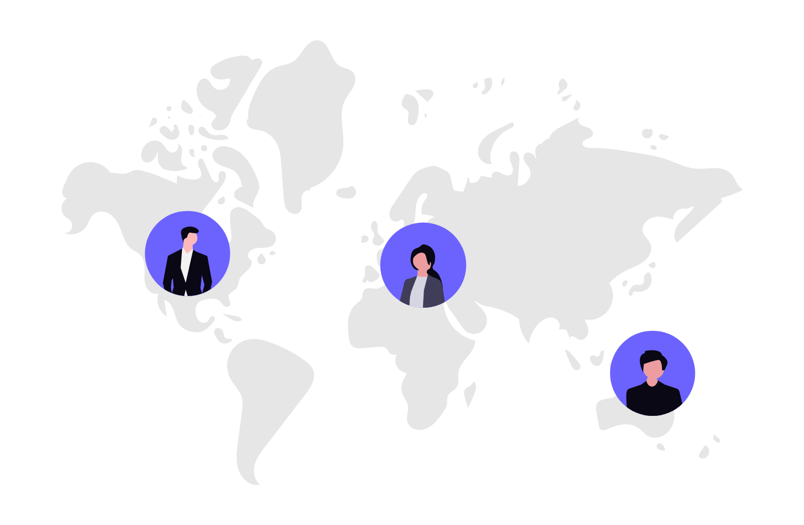 Global Business Network With Diverse People Avatars On World Map
