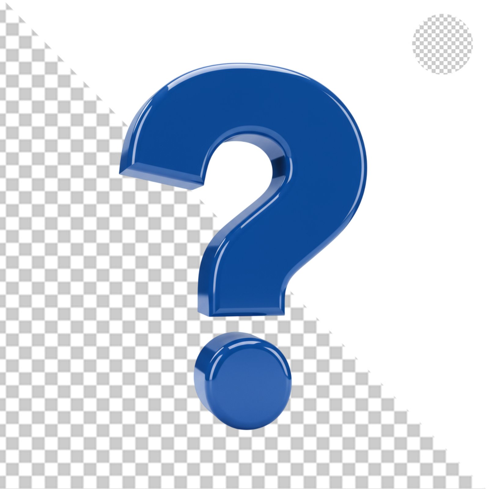 Glossy Blue 3D Question Mark Symbol Isolated Transparent PNG