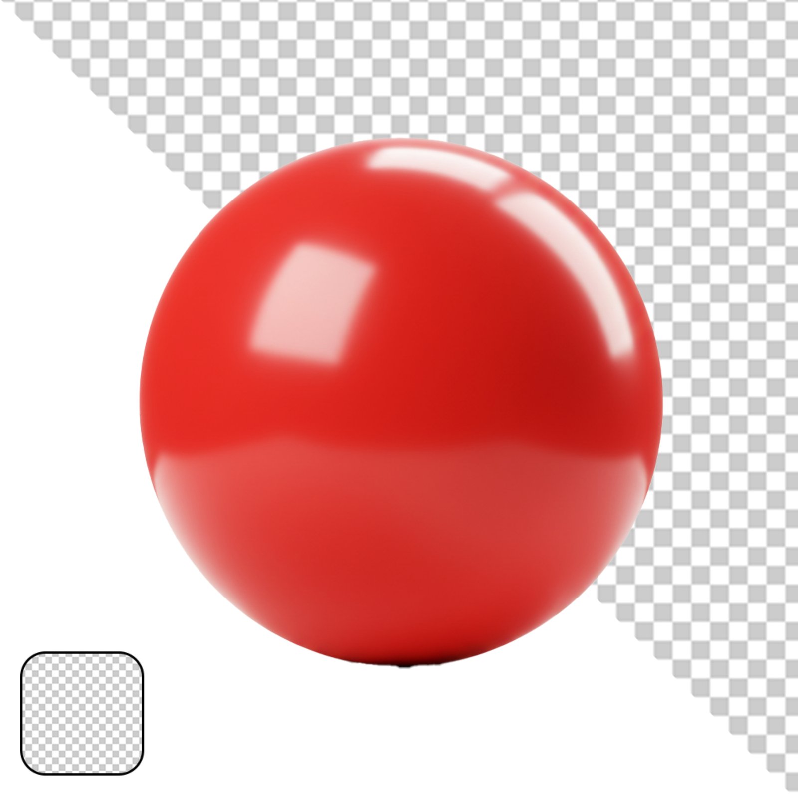 Glossy Red Sphere 3D Rendered Object On Transparent Background