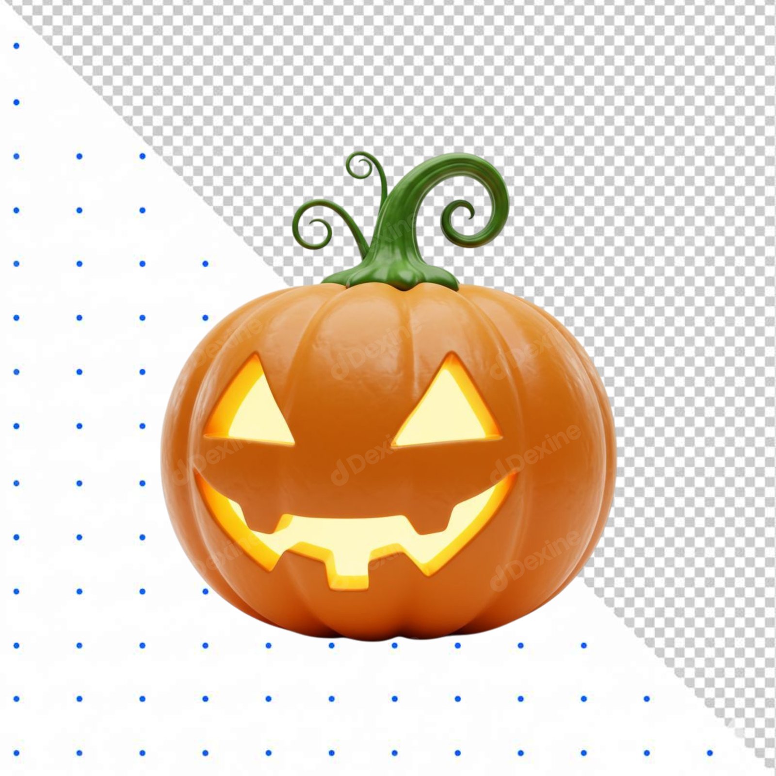 Glowing 3D Jack O Lantern Cutout With Transparent Background For Halloween