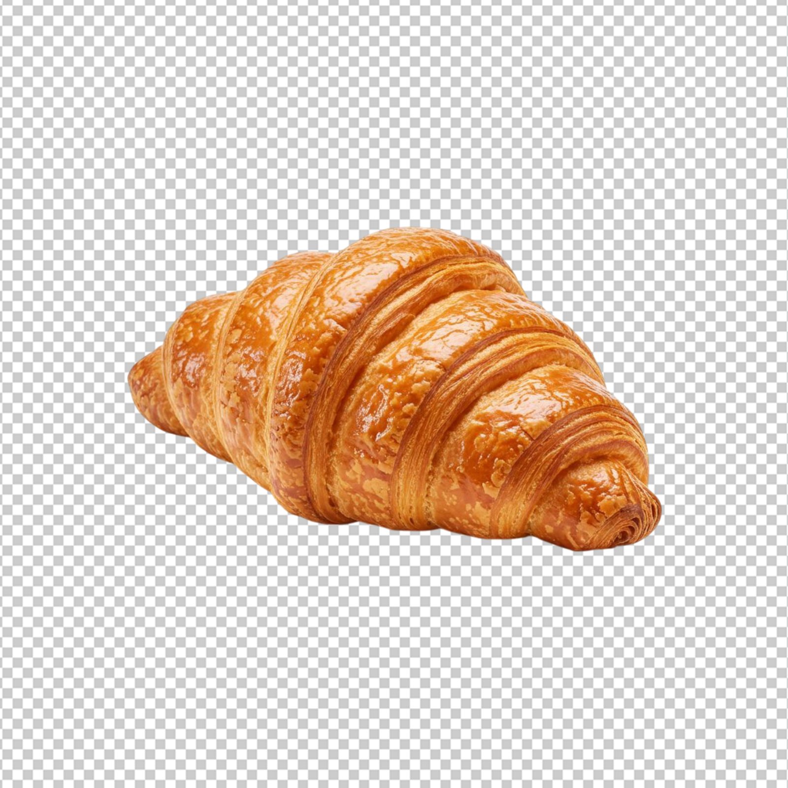 Golden Flaky Croissant Isolated On Transparent Background