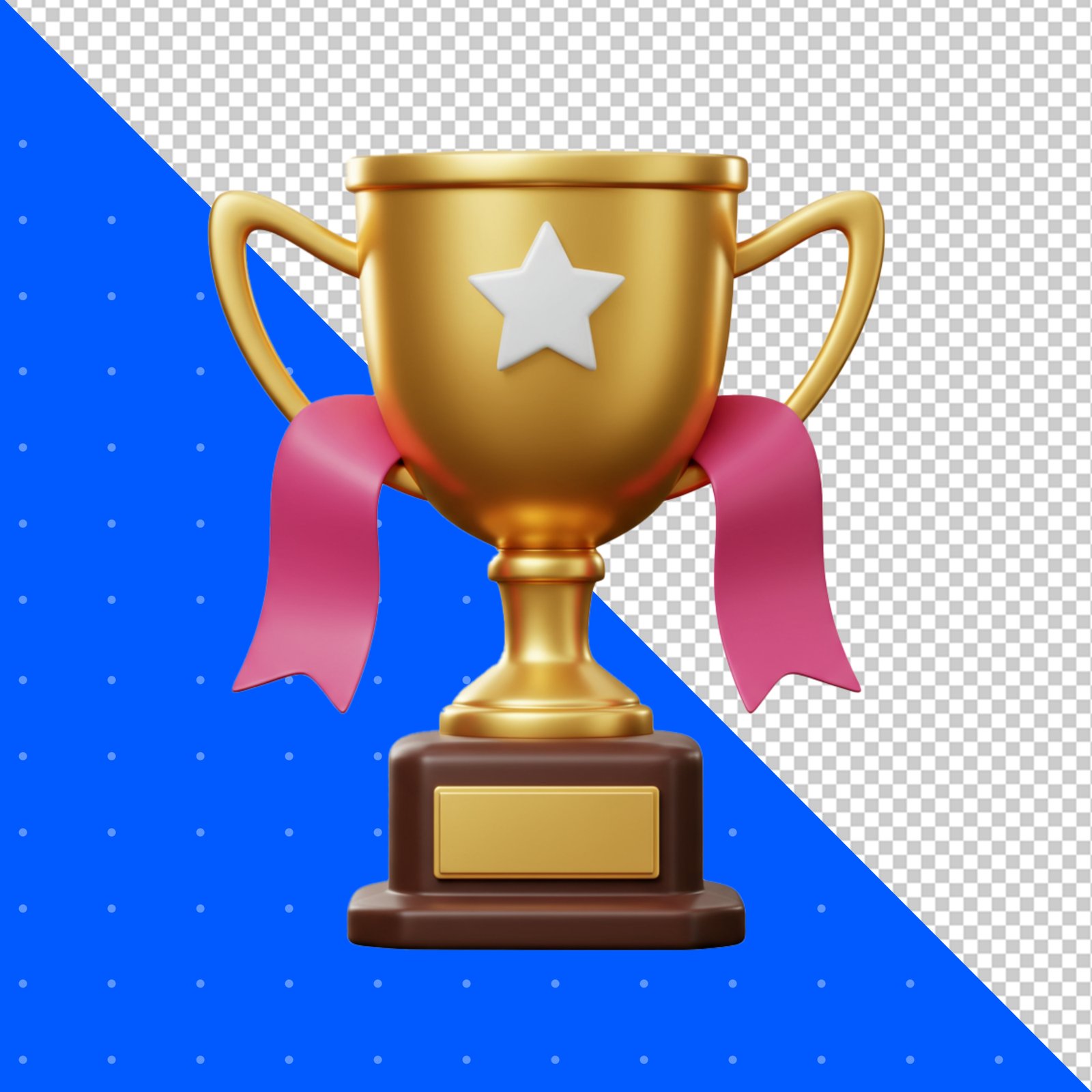 Golden Trophy Cup With Pink Ribbon Transparent PNG
