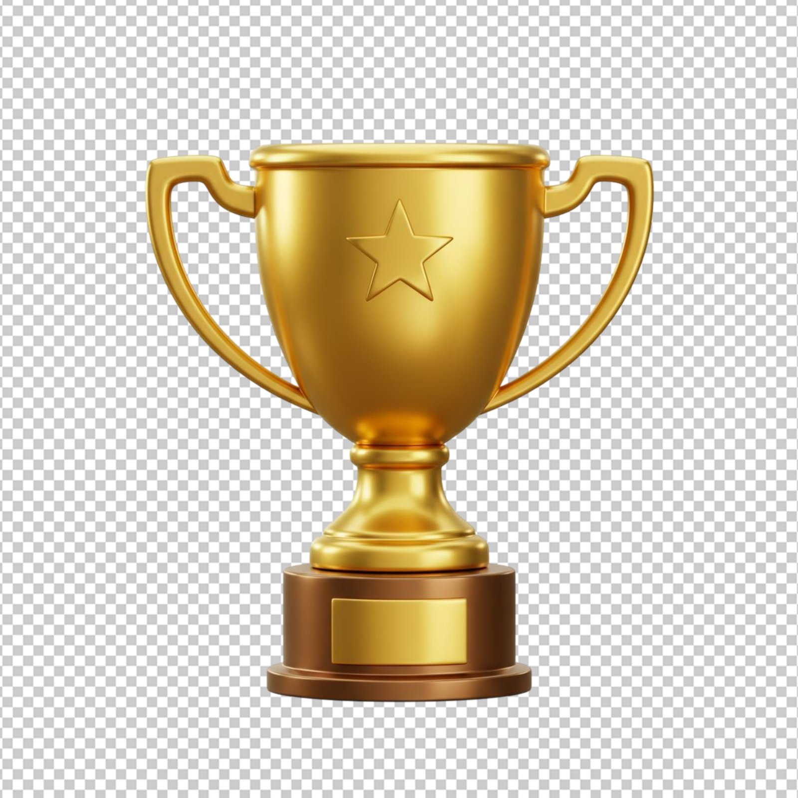 Golden Winners Trophy With Star Emblem On Transparent Background PNG