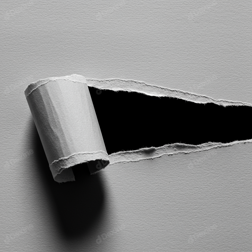 Gray Torn Paper Background Revealing Blank Black Copy Space