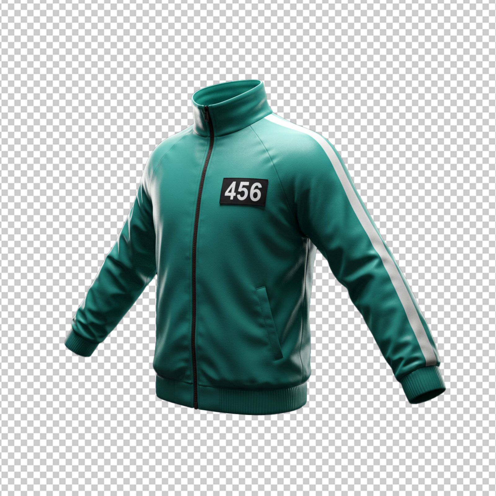 Green Tracksuit Jacket With Number 456 Isolated PNG Transparent Background