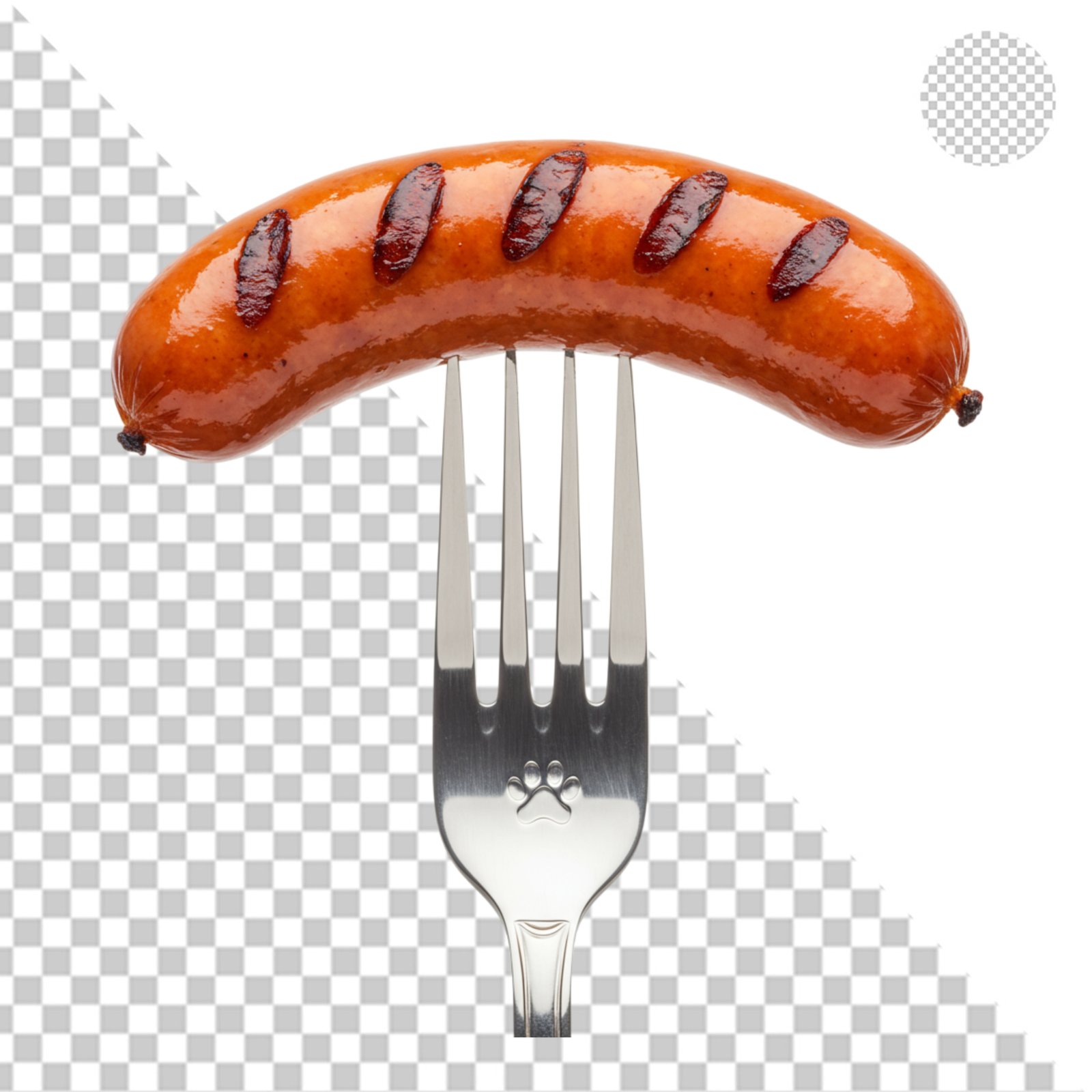 Grilled Sausage On Fork Isolated With Transparent Background Food Design
