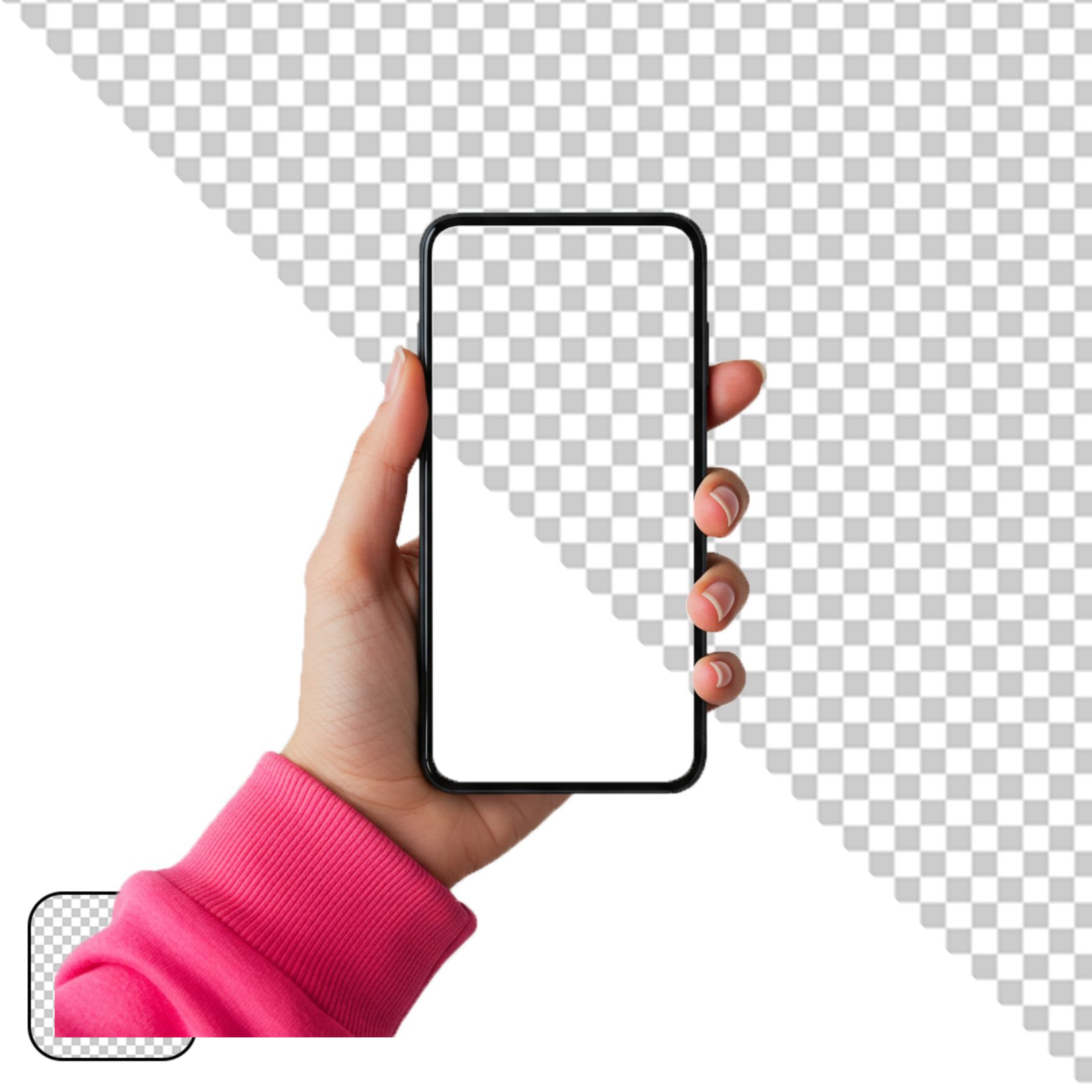 Hand Holding Modern Smartphone Mockup With Blank Screen Transparent PNG