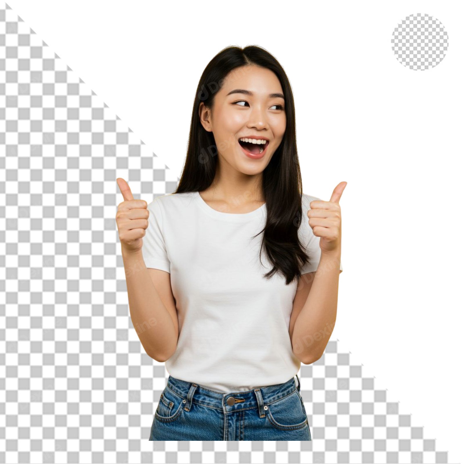 Happy Asian Woman Giving Thumbs Up Transparent PNG For Design