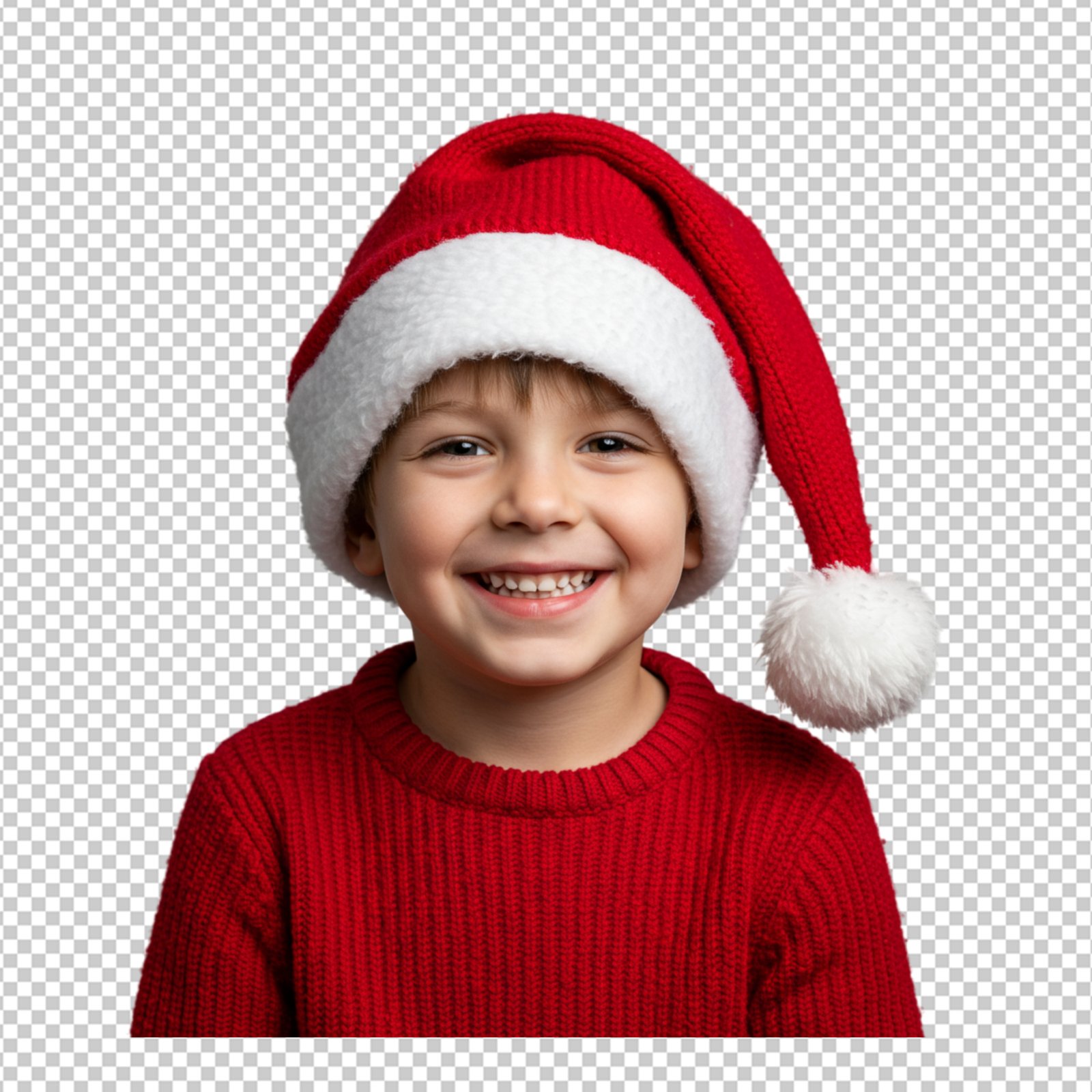 Happy Boy In Santa Hat Christmas Transparent PNG Cutout