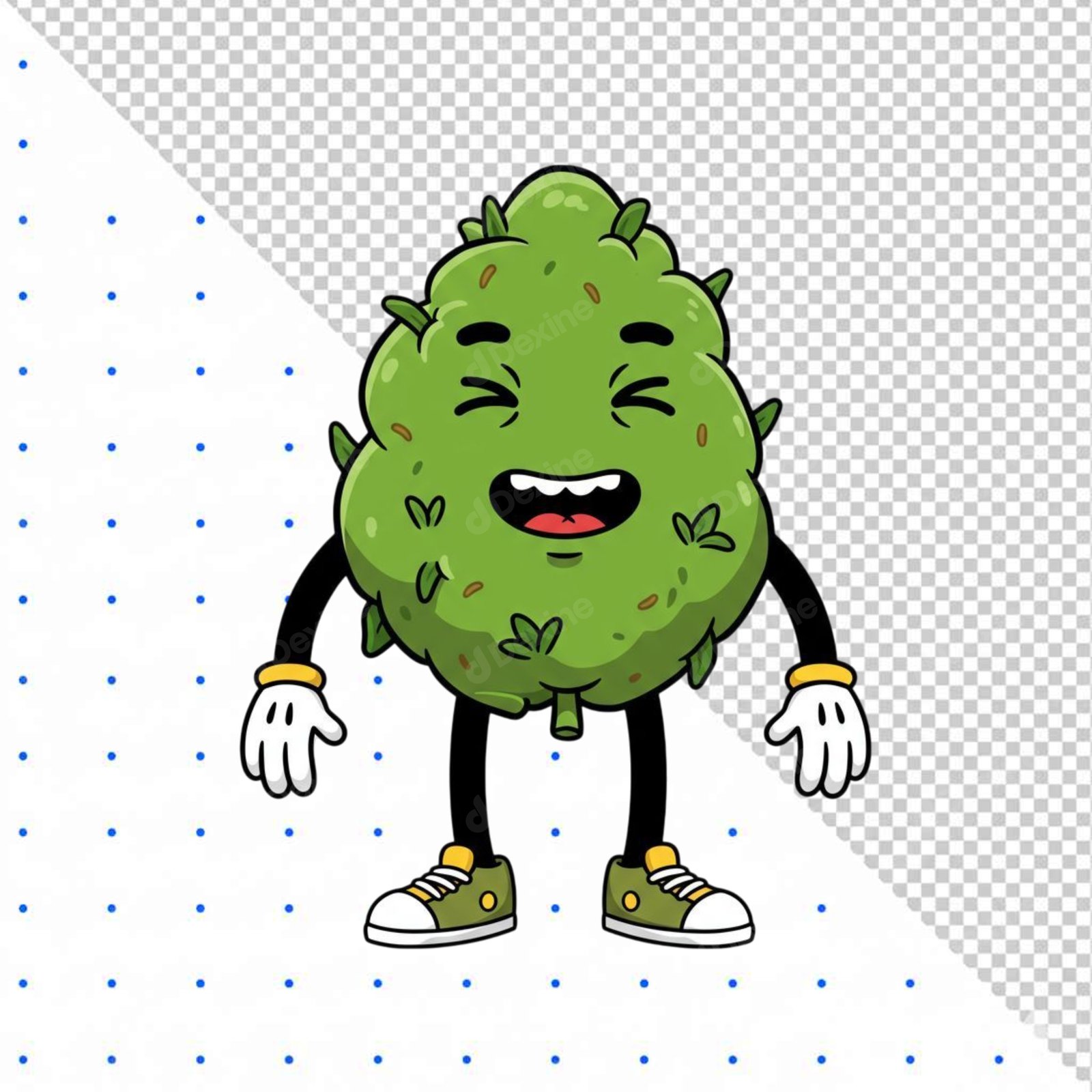 Happy Marijuana Bud Cartoon Character With Transparent Background