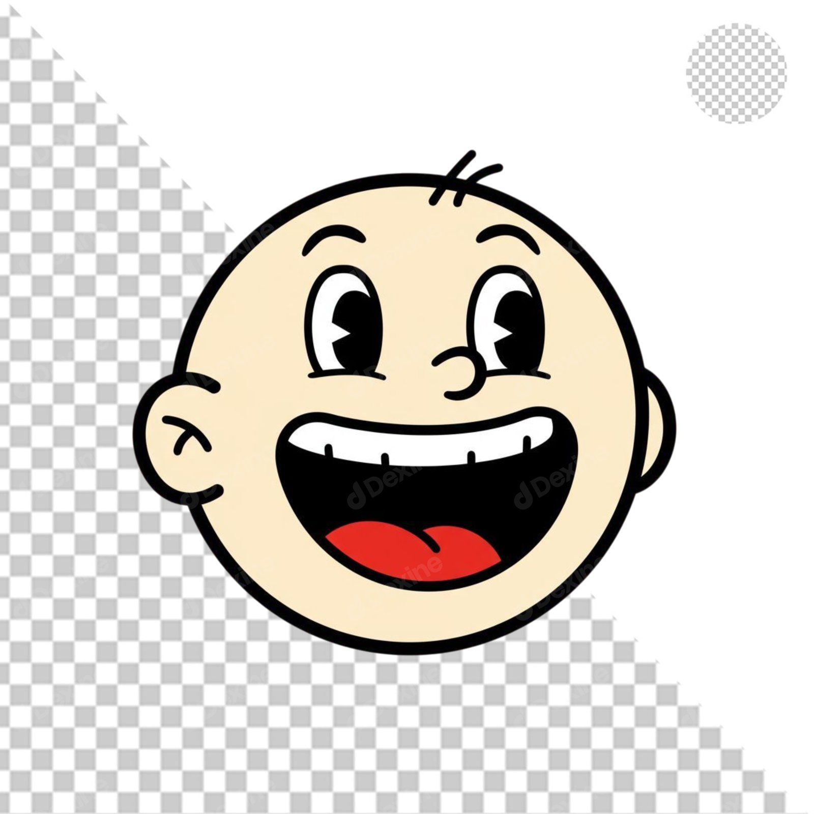 Happy Retro Cartoon Baby Face Smiling Transparent PNG Image