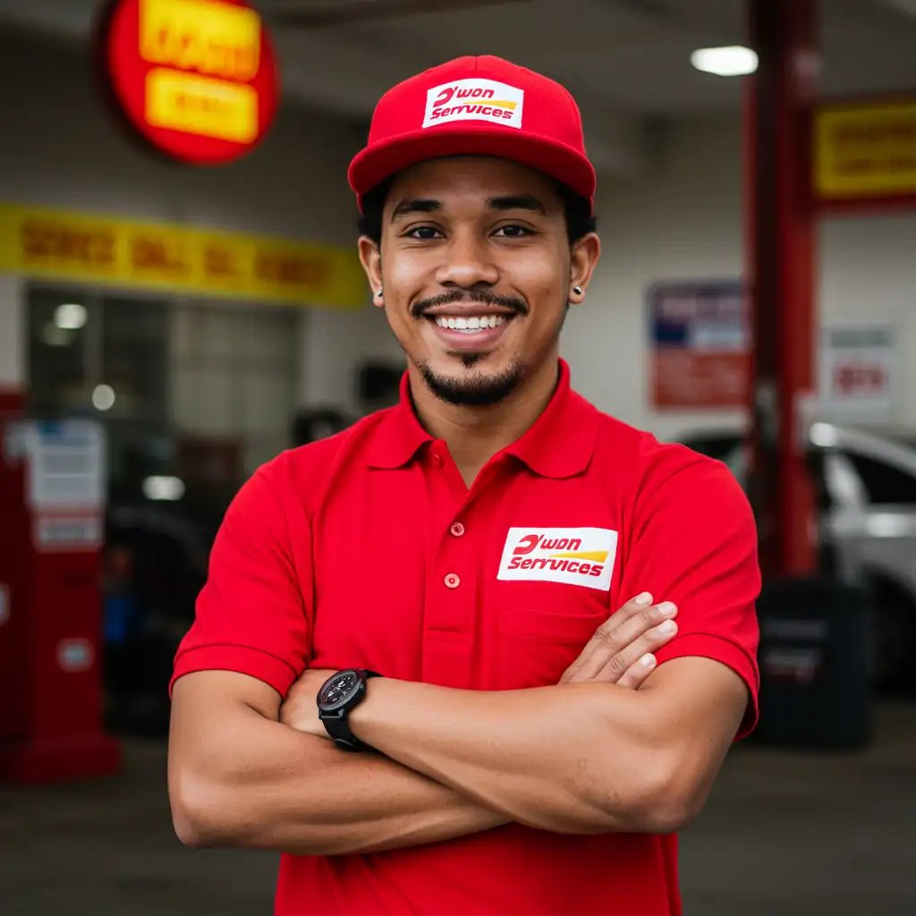 Happy Service Station Worker Smiling At The Camera