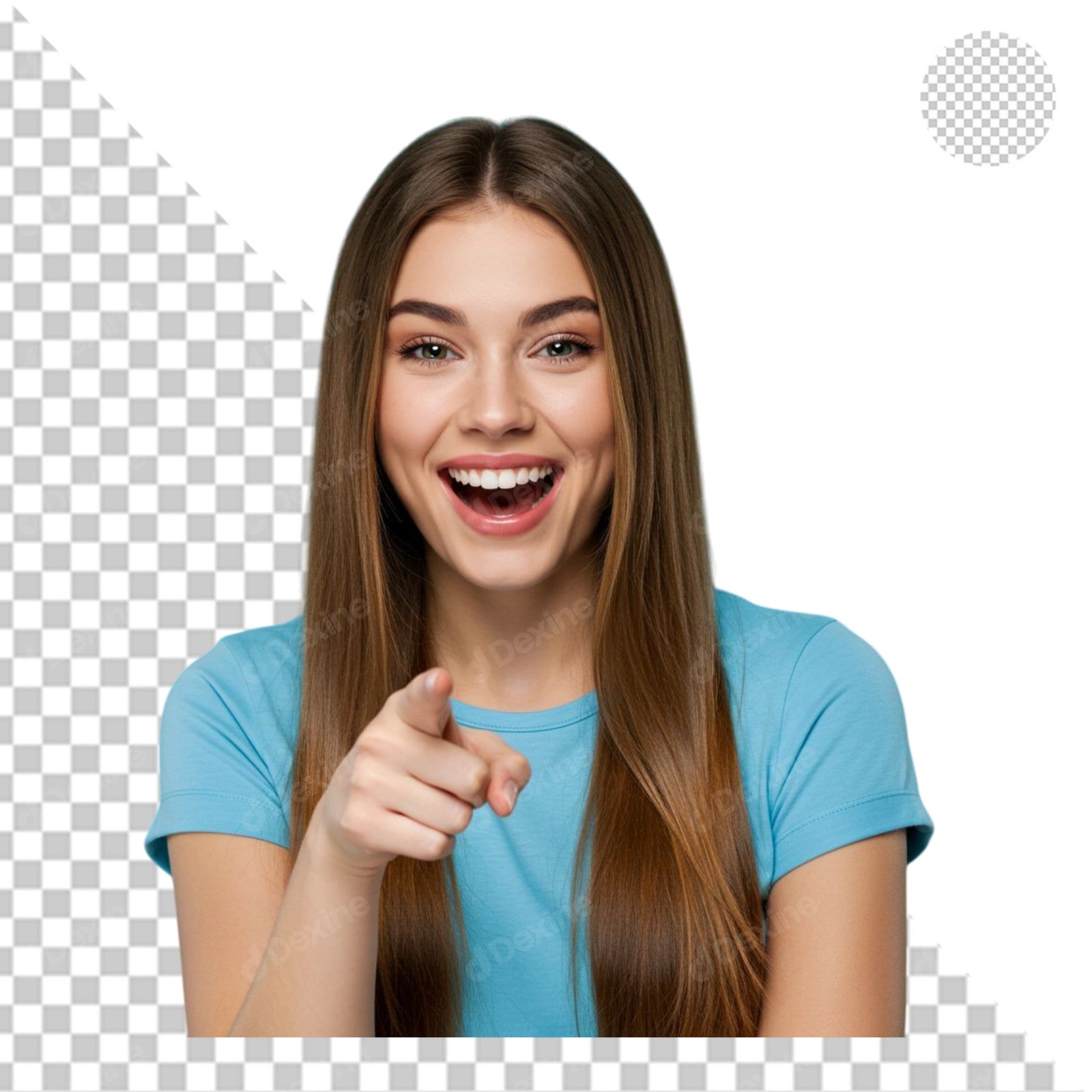 Happy Young Woman Pointing Finger At Camera Transparent PNG Cutout