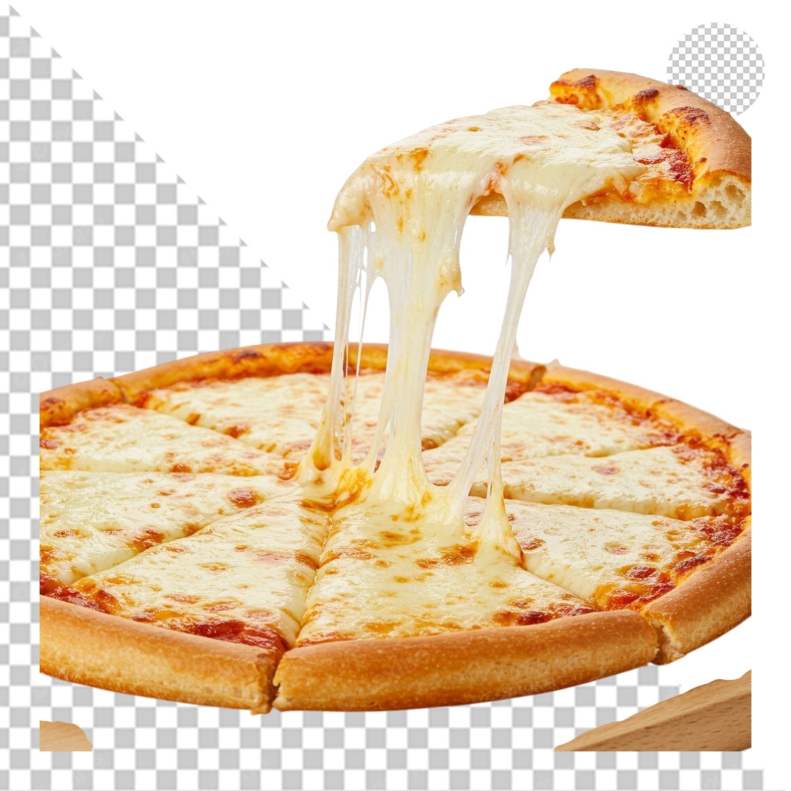 Hot Cheese Pizza Slice With Melted Cheese Pull Isolated Transparent PNG