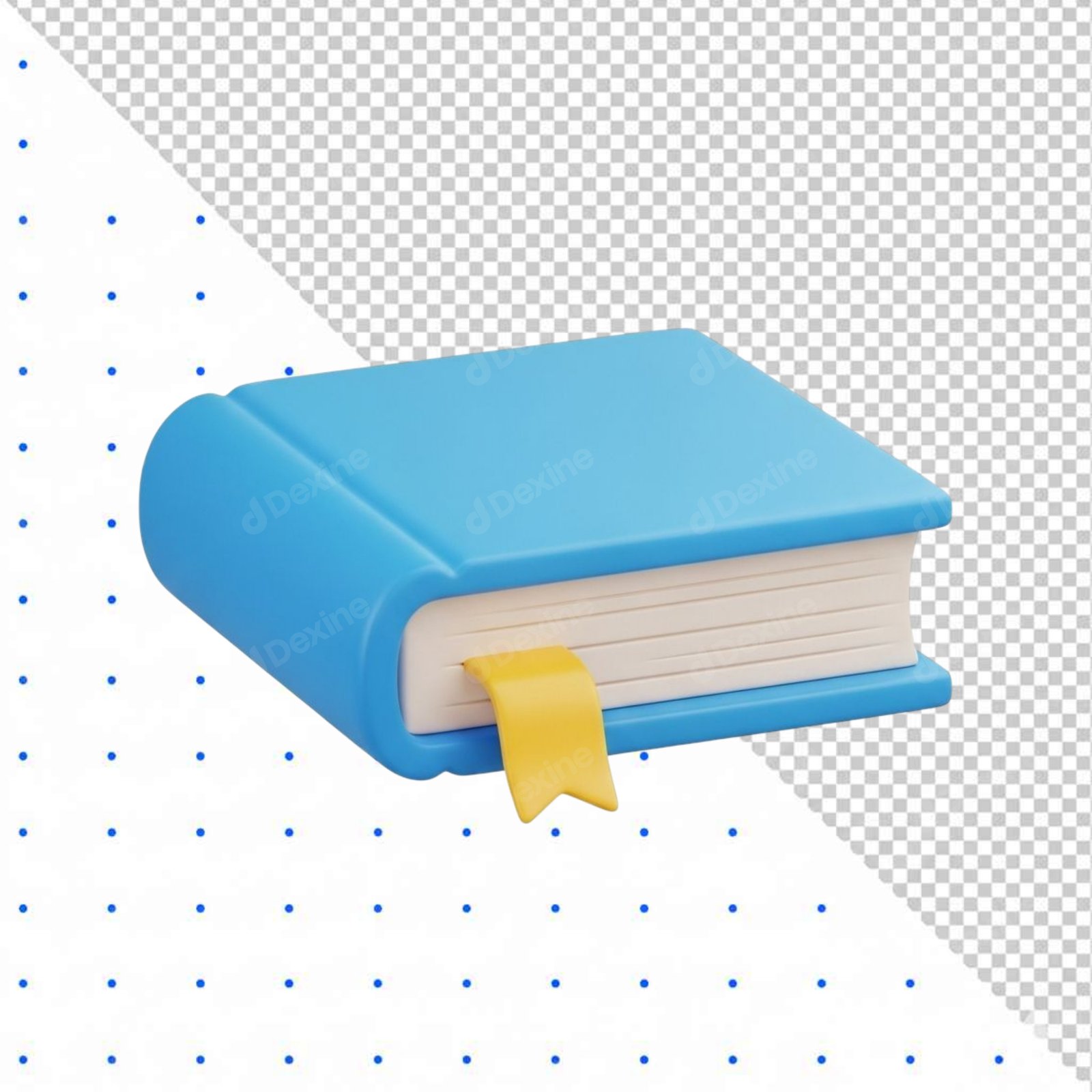 Isolated 3D Blue Book With Bookmark PNG Element