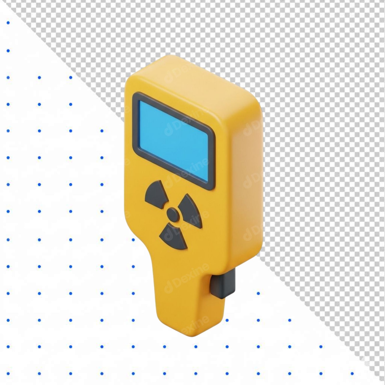 Isolated 3D Cartoon Geiger Counter Radiation Detector PNG