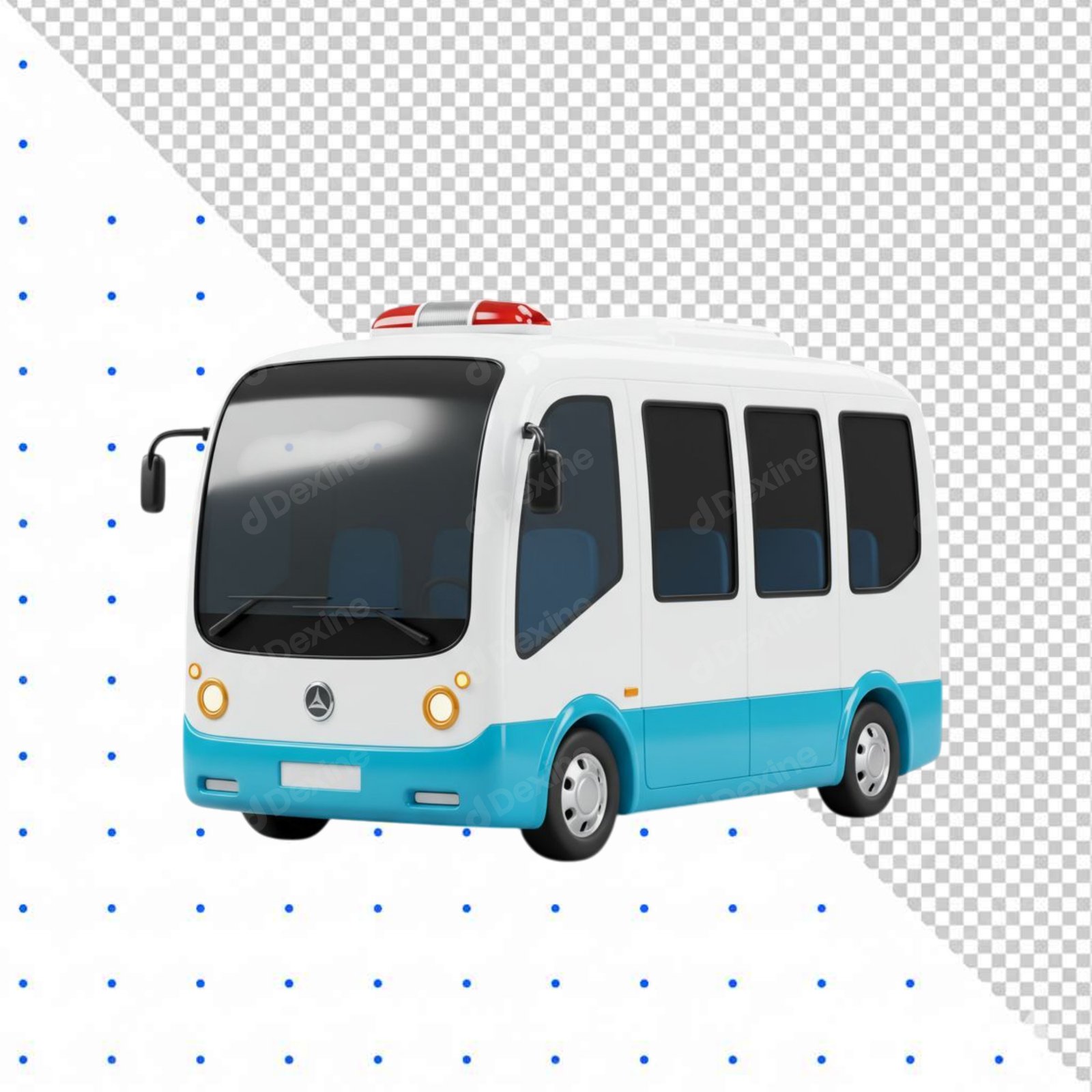 Isolated 3D Cartoon Minibus Cutout PNG For Transport Graphics