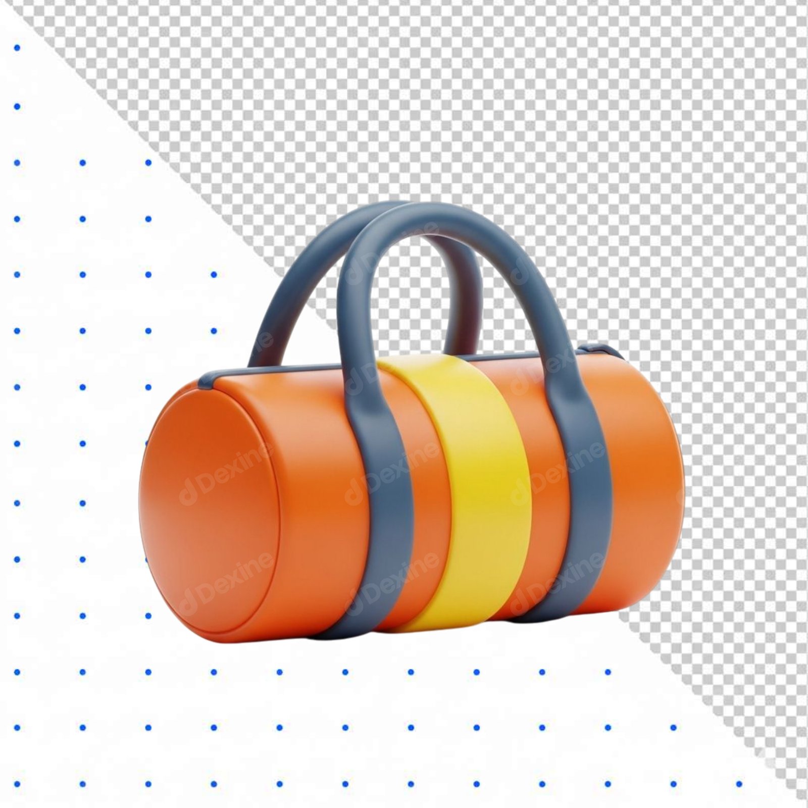 Isolated 3D Colorful Sports Duffel Bag PNG Transparent Background