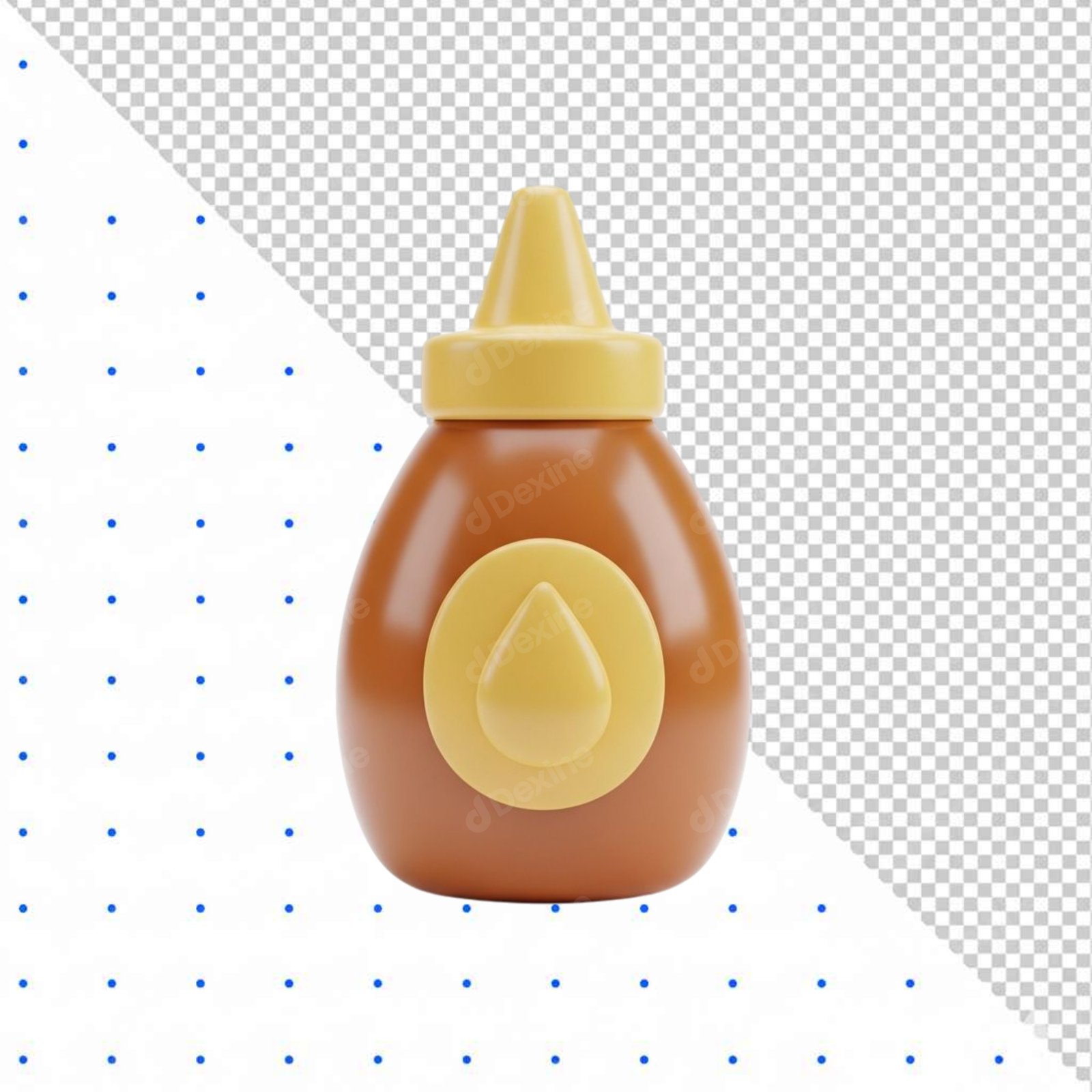 Isolated 3D Cute Honey Squeeze Bottle PNG Cutout