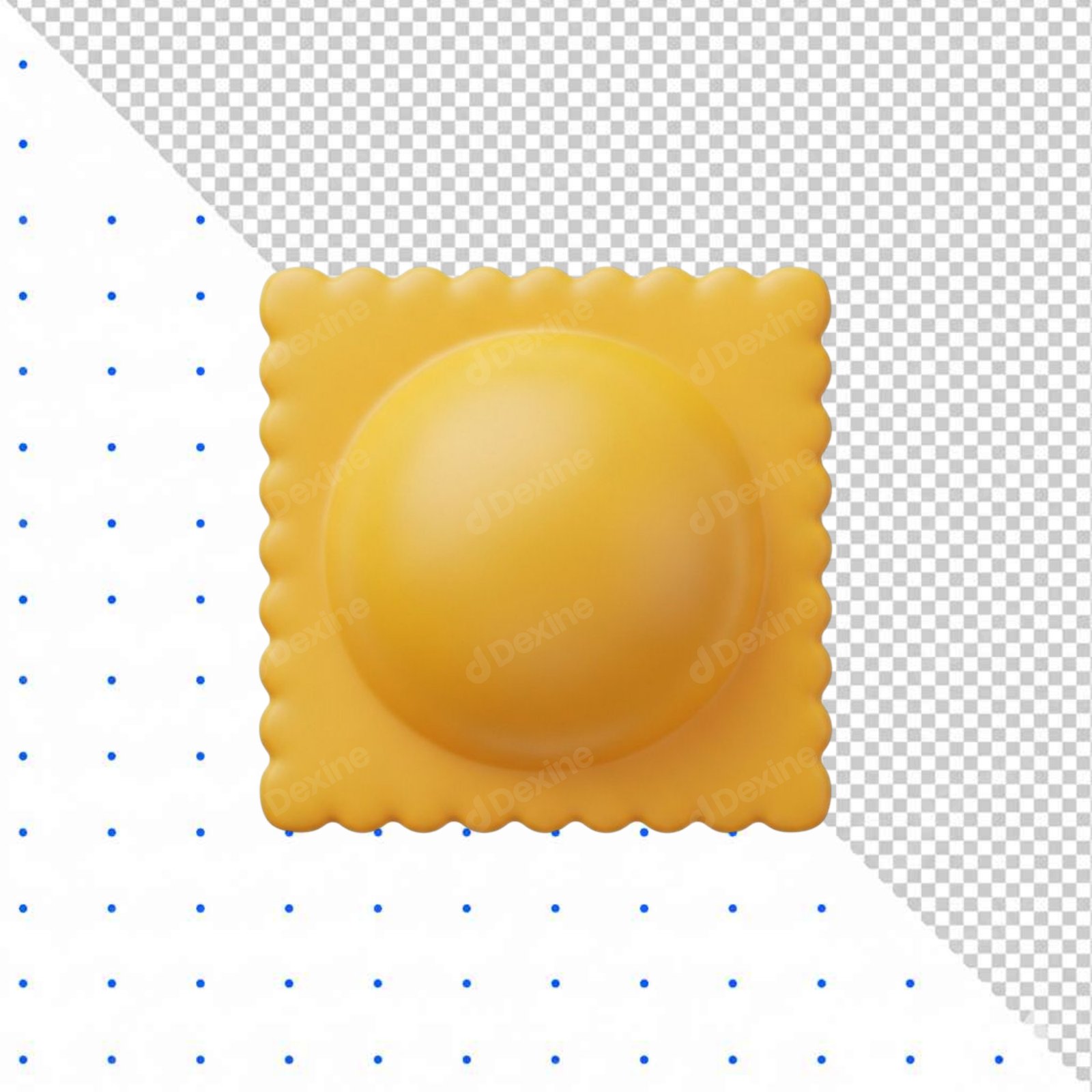 Isolated 3D Ravioli Pasta Food Icon With Transparent Background