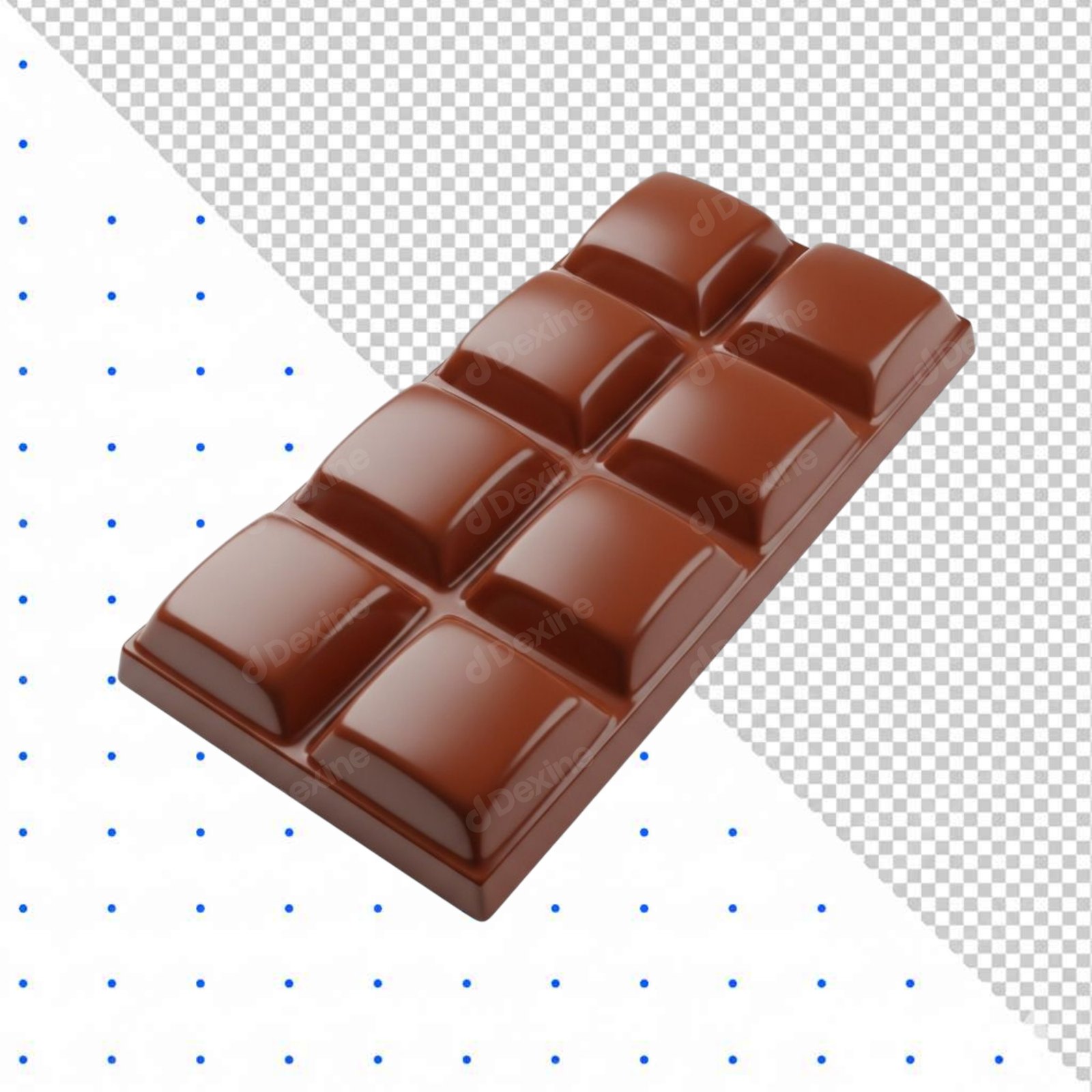 Isolated Glossy Chocolate Bar Cutout On Transparent Background PNG