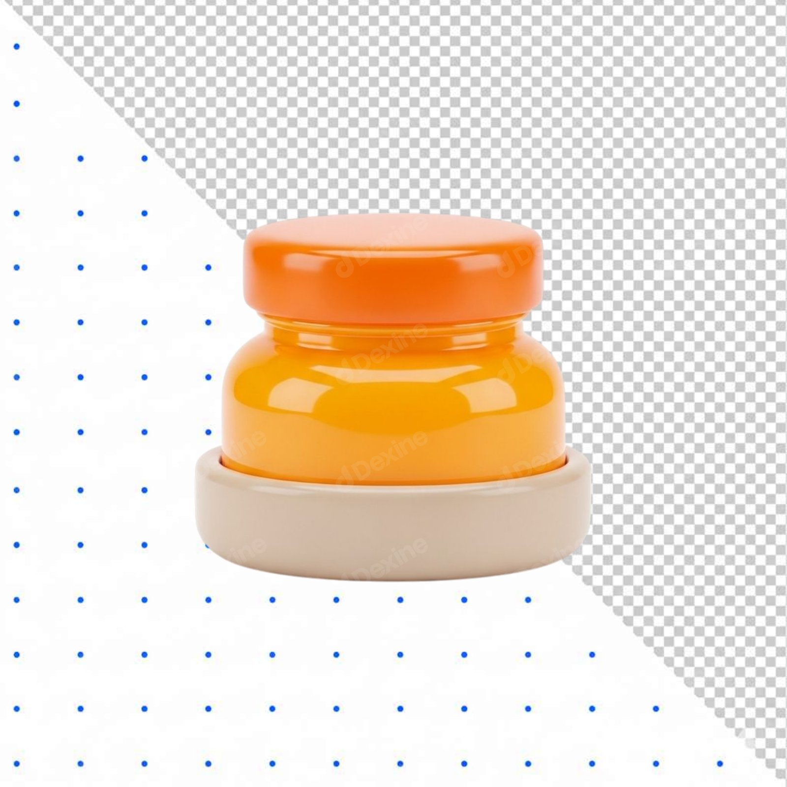 Isolated Glossy Orange Plastic Container Cutout With Transparent Background