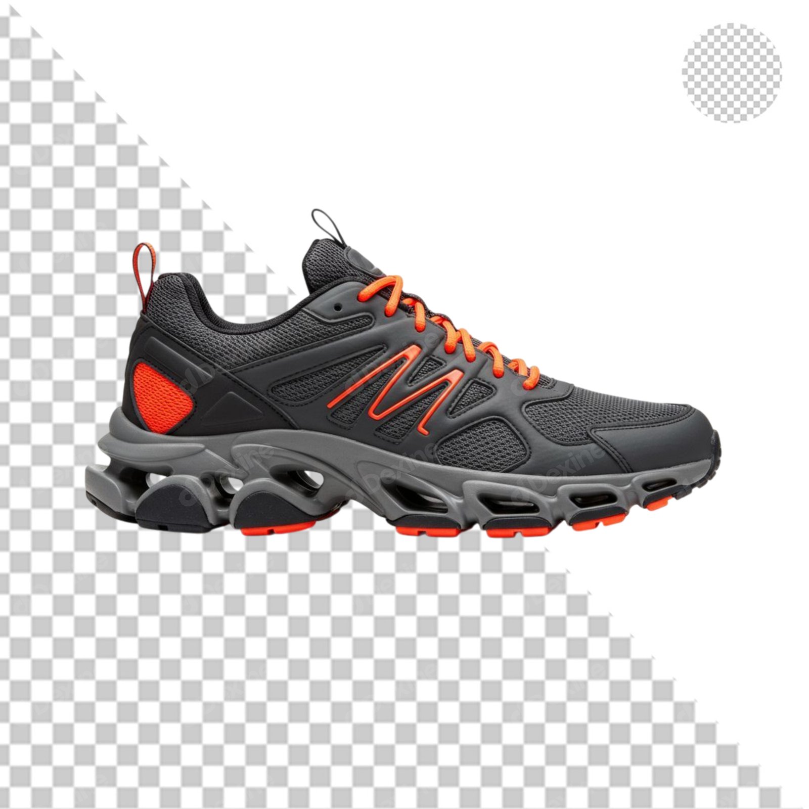 Isolated Gray And Orange Athletic Running Shoe Transparent PNG