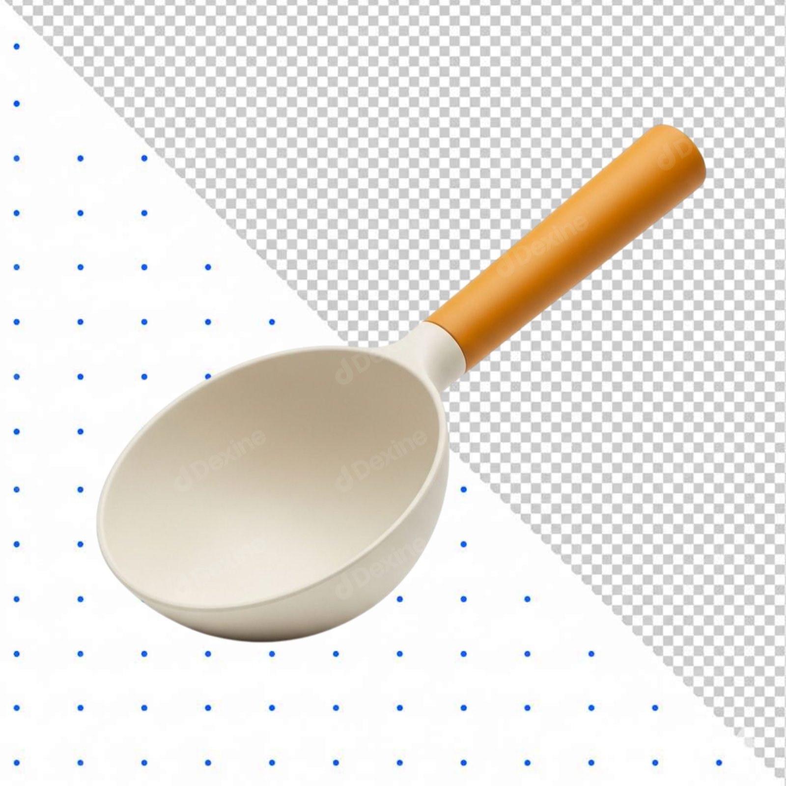 Isolated Kitchen Serving Scoop With Orange Handle Transparent PNG Cutout