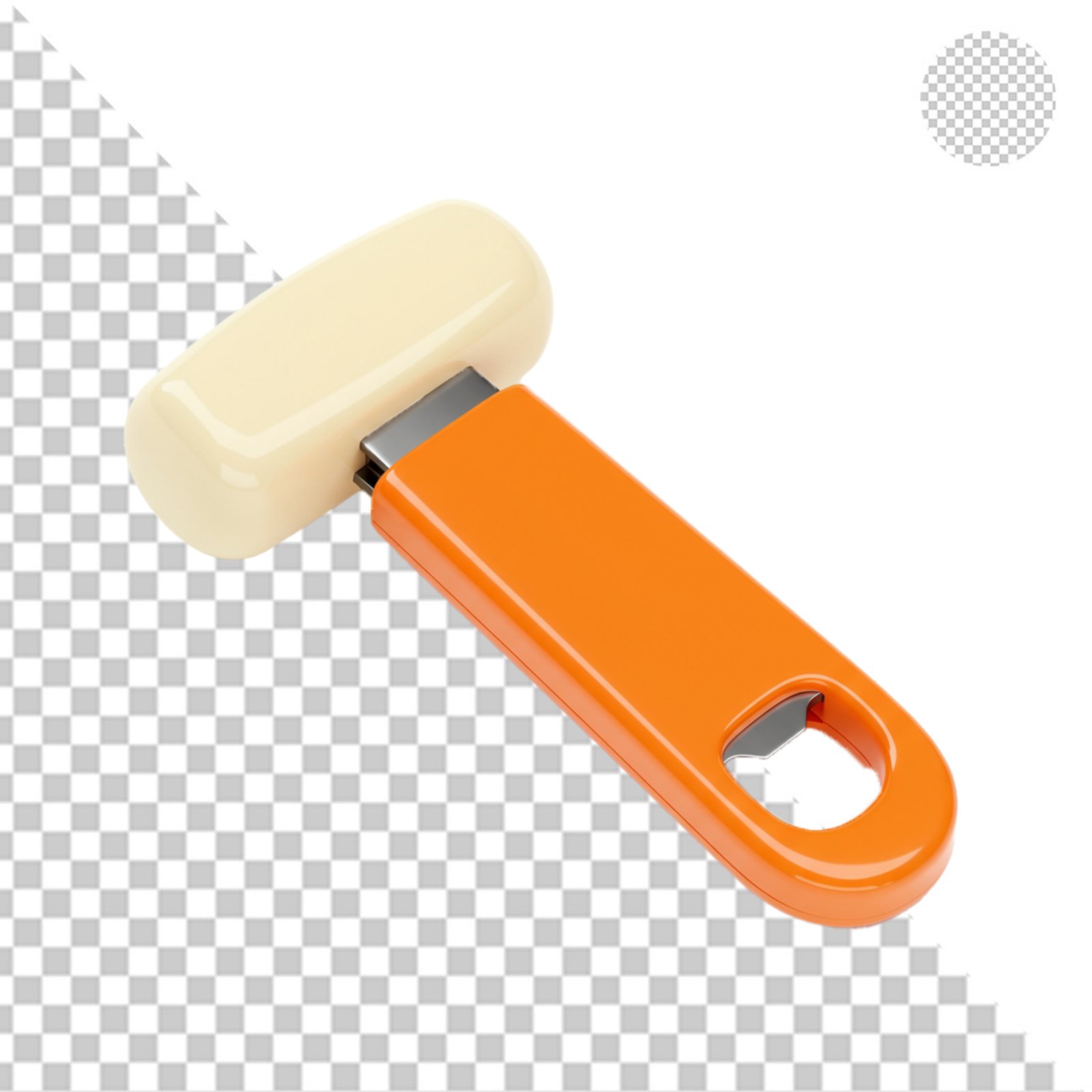 Isolated Orange USB Flash Drive With Bottle Opener And Power Bank PNG