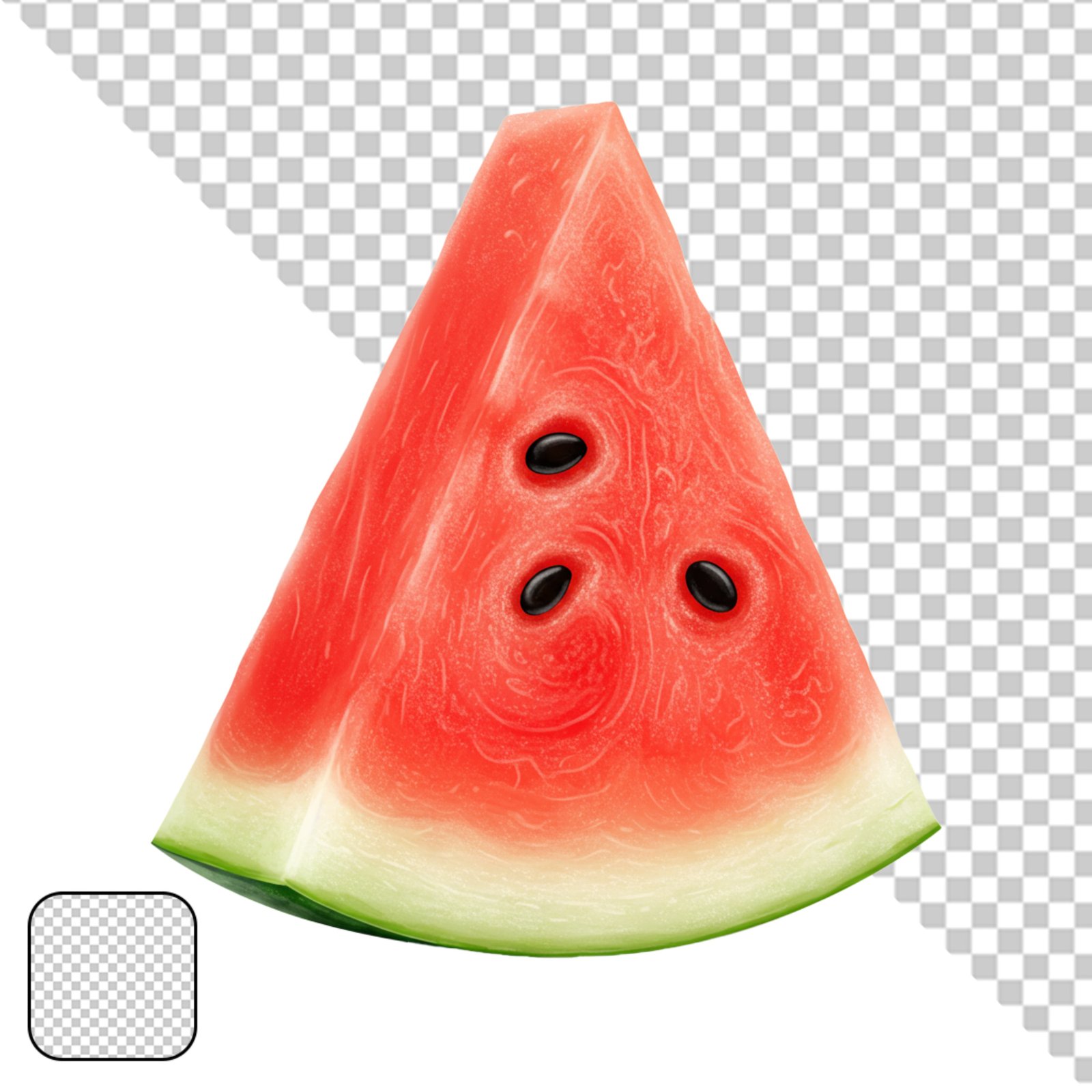 Juicy Watermelon Slice With Seeds Isolated On Transparent Background