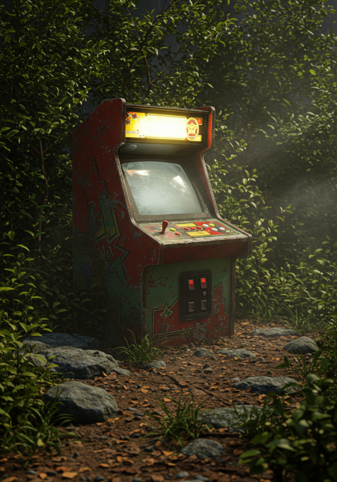 Lost And Abandoned Retro Arcade Machine AI Generated Image