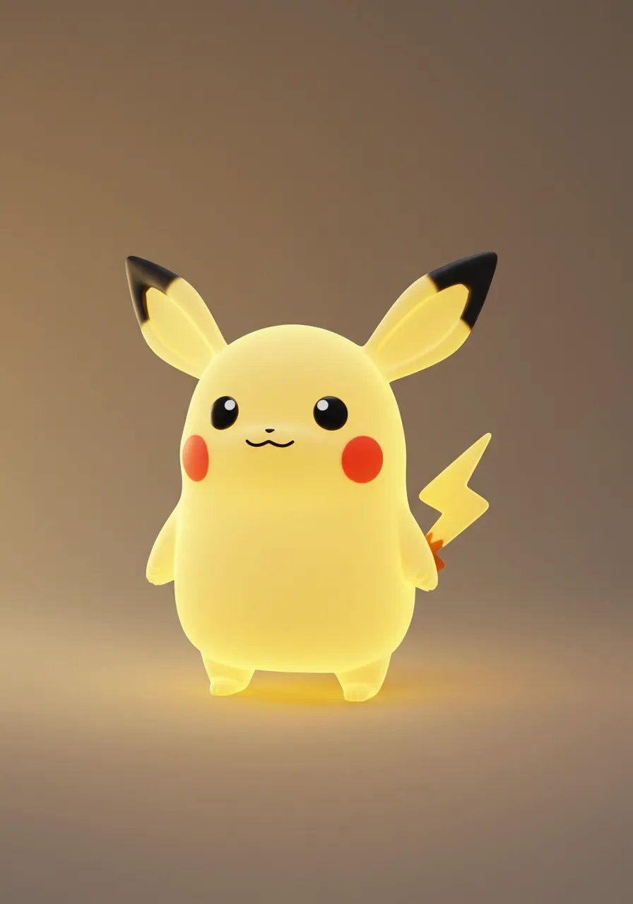 Luminous 3D Rendering Of A Cute Pikachu Figurine